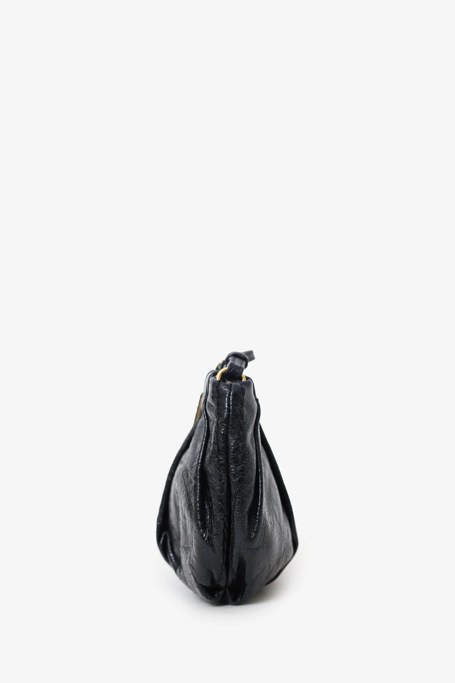Prada Black Vitello Shine Leather Bow Wristlet Clutch Bag - Image 4