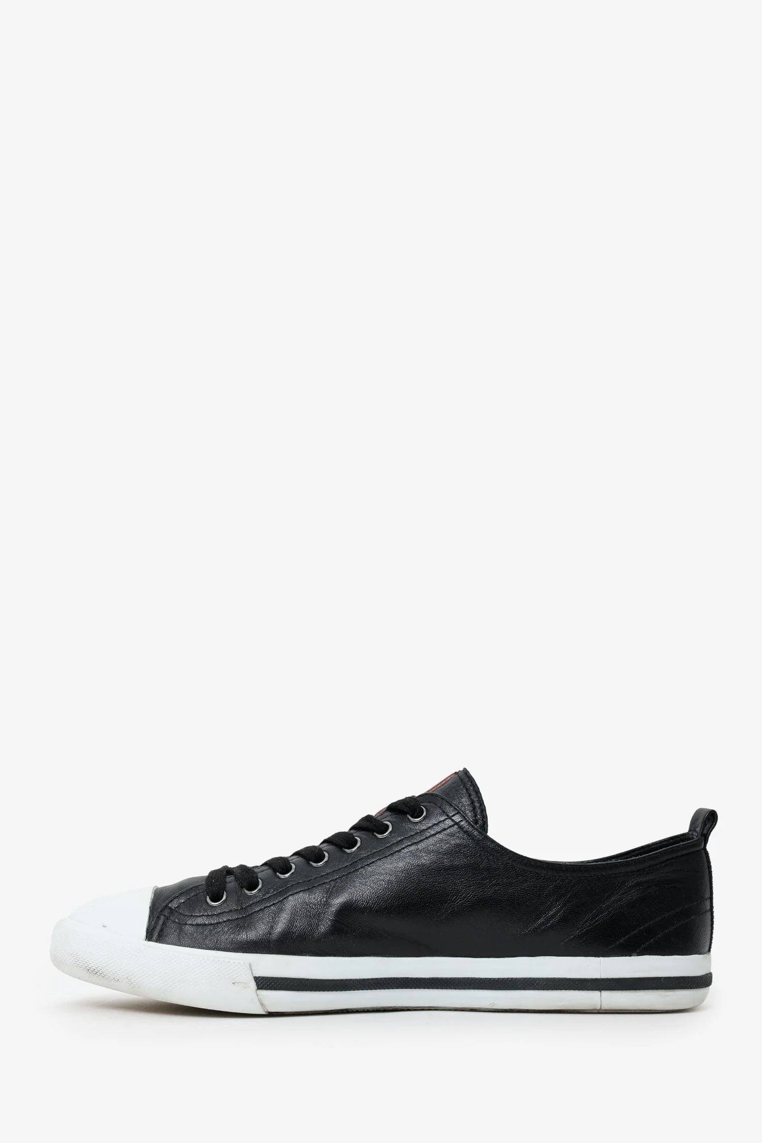 Prada Black/White Leather Low Top Sneaker Size 10 Mens - Image 5