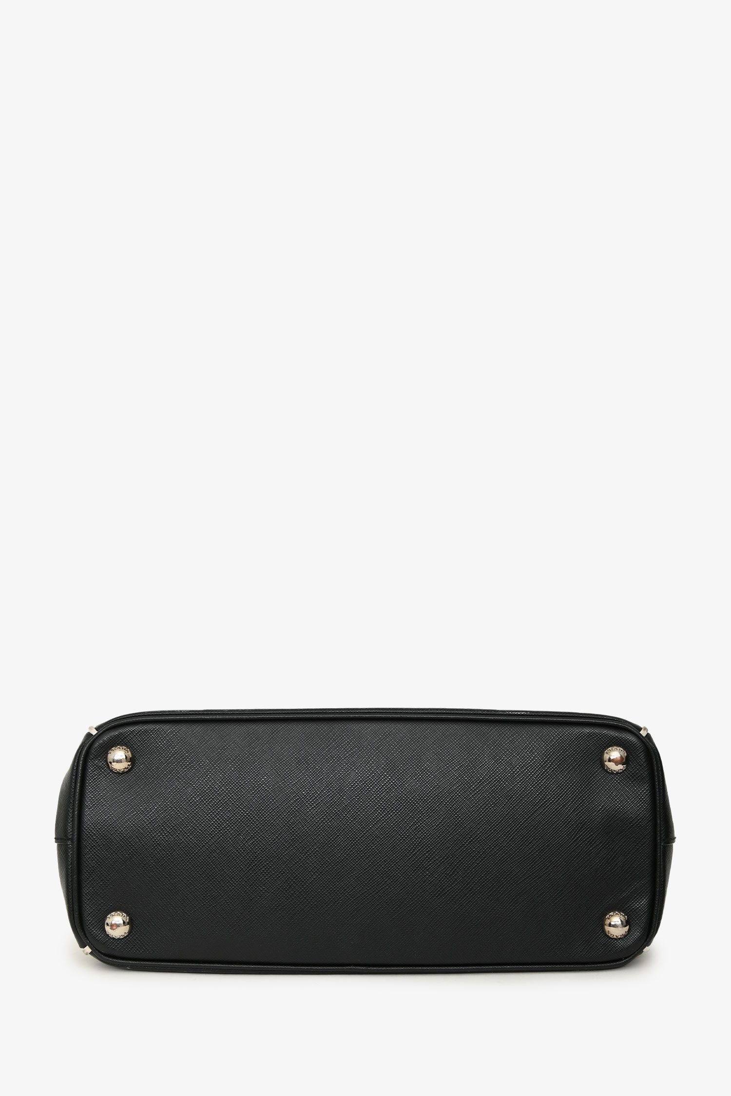 Prada Black/White Saffiano Small Double Zip Galleria Tote With Strap - Image 5