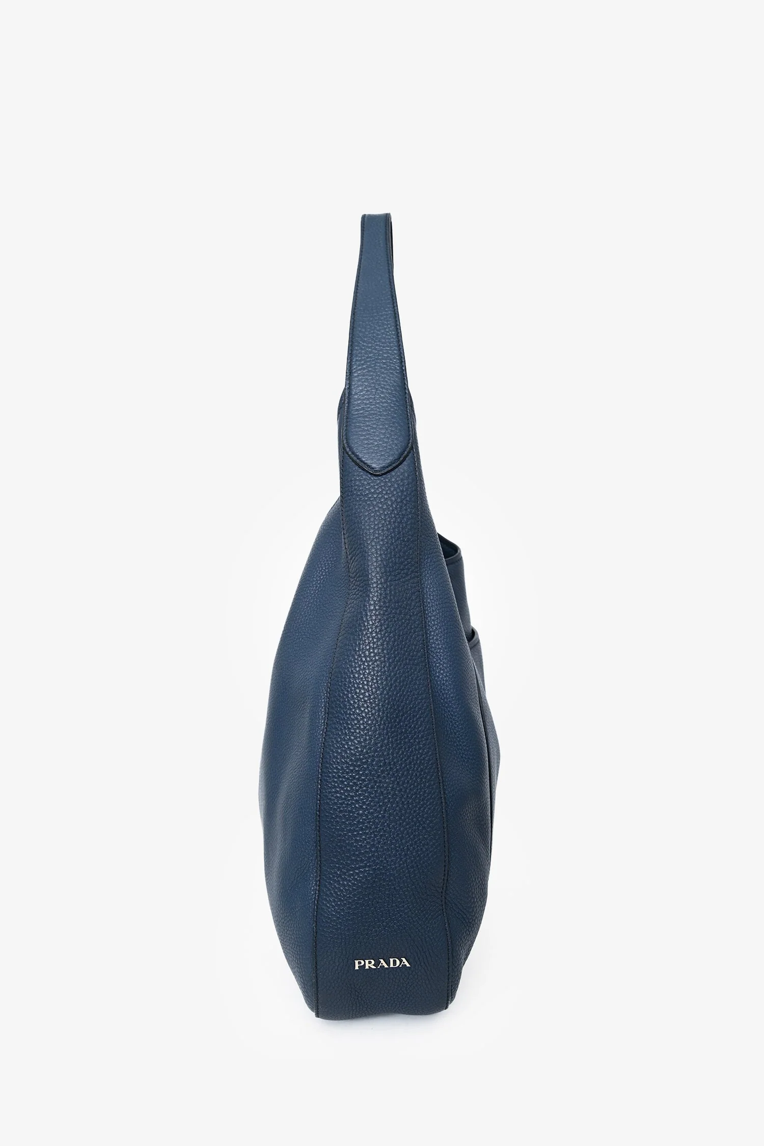 Prada Blue Leather Vitello Corsica Pocket Hobo Bag - Image 2