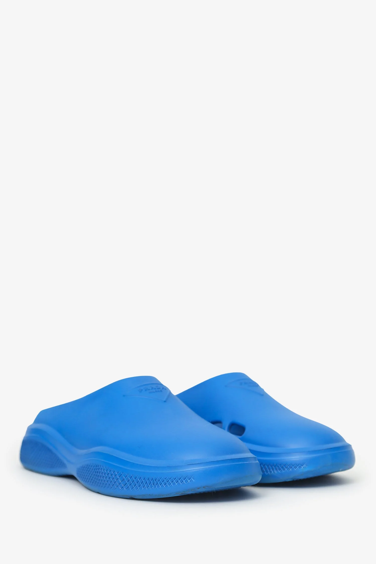 Prada Blue Rubber Mellow Logo-embellished Slides Size 41 Mens - Image 2