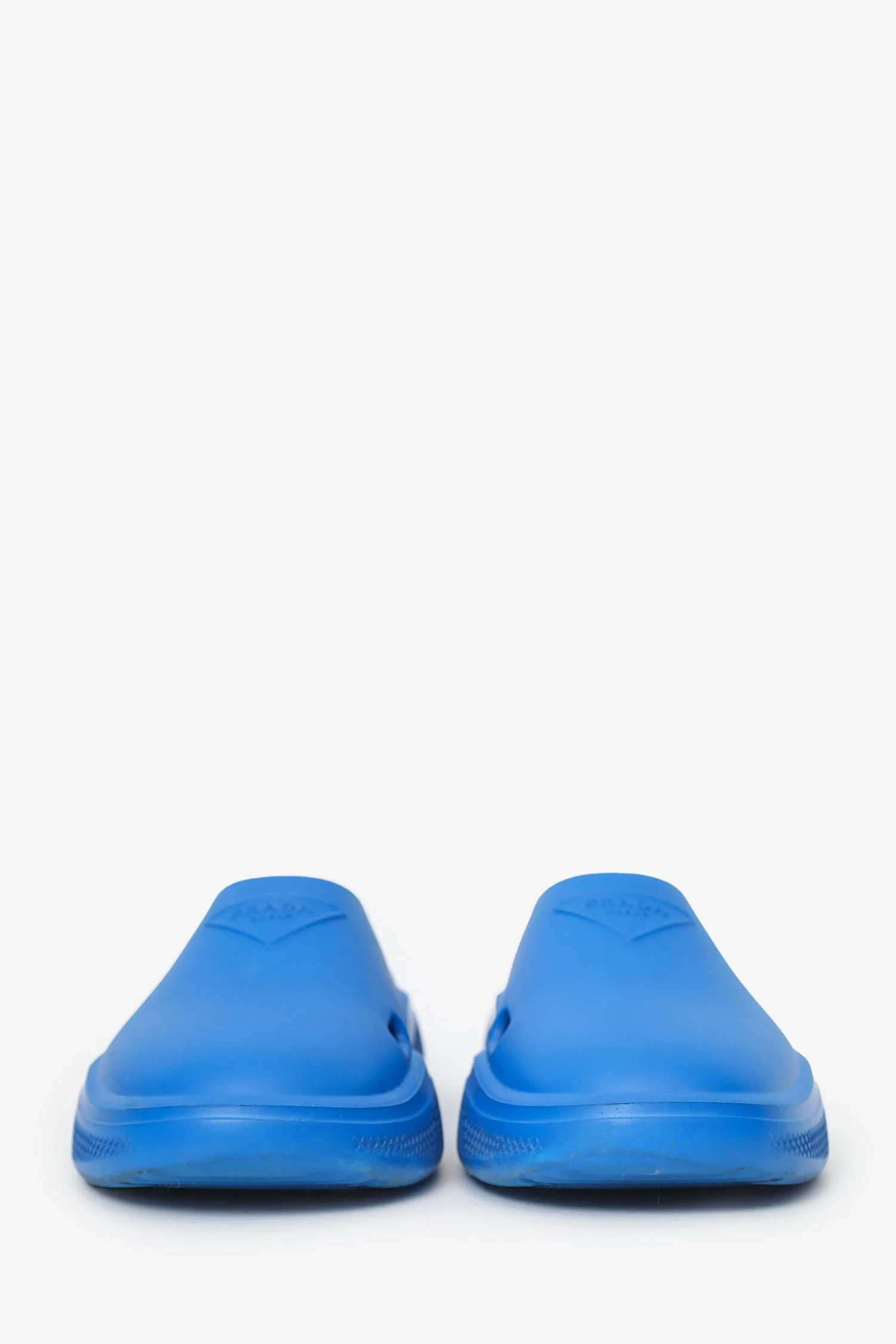 Prada Blue Rubber Mellow Logo-embellished Slides Size 41 Mens - Image 3
