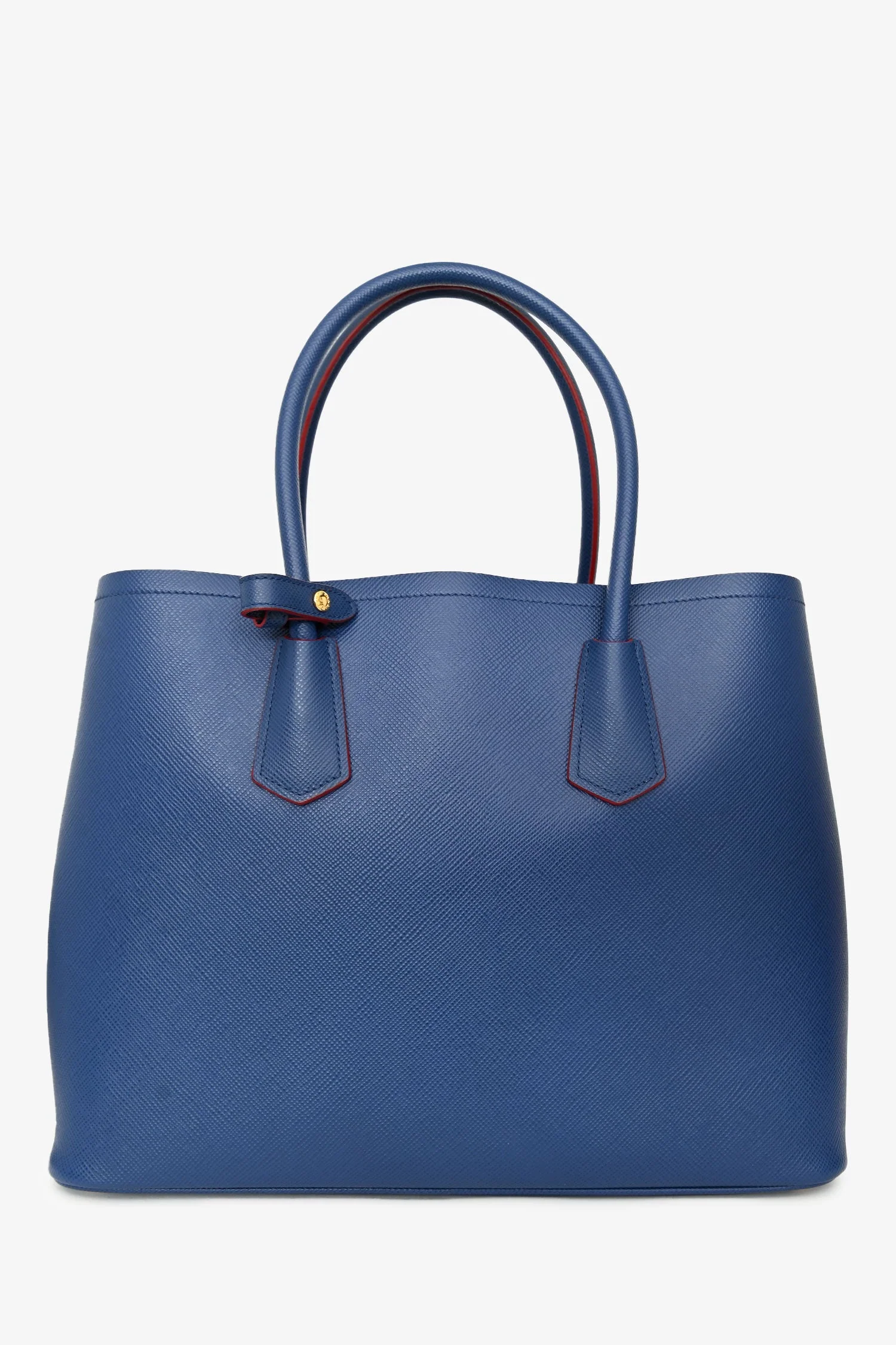 Prada Blue Saffiano Cuir Medium Double Tote - Image 2