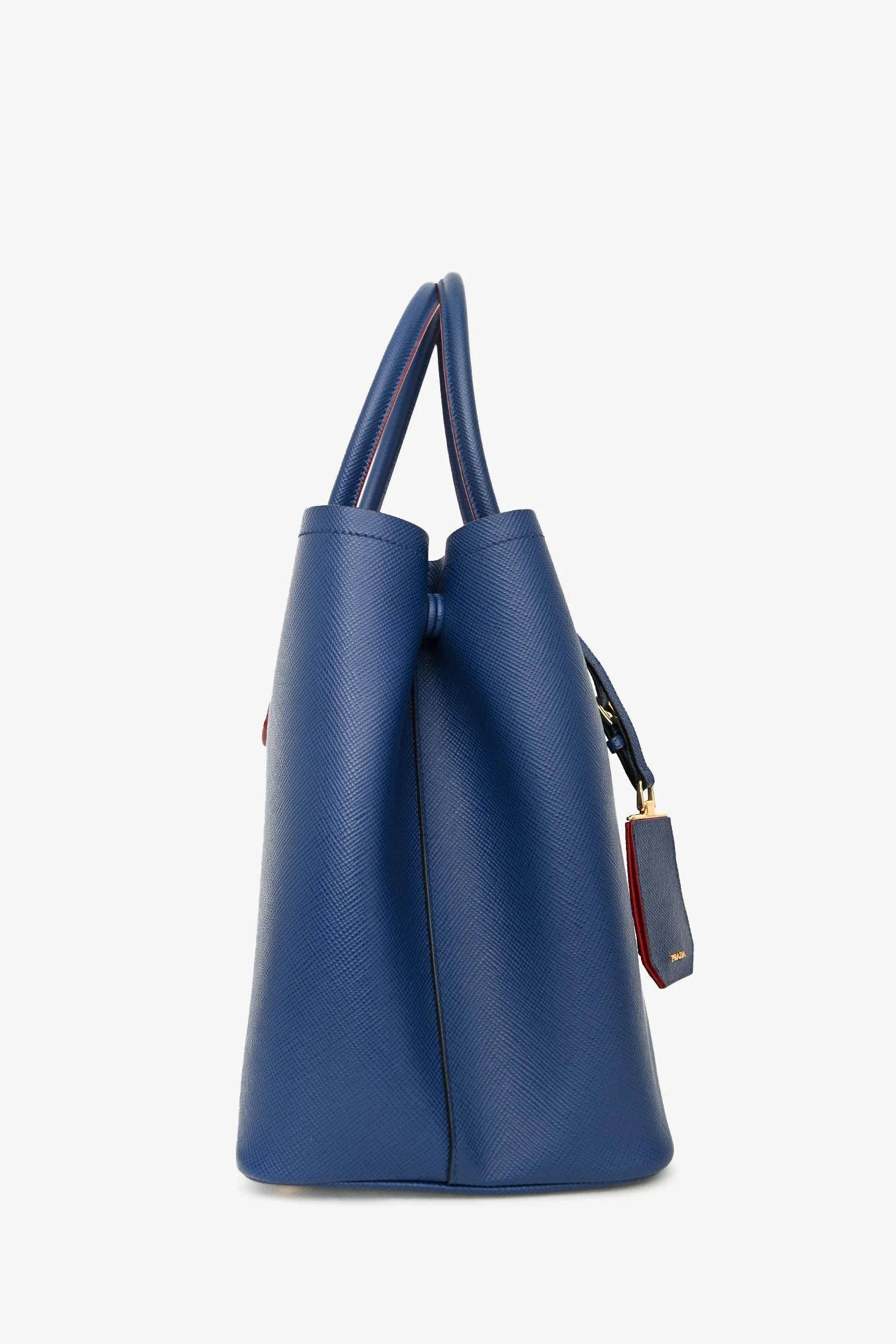 Prada Blue Saffiano Cuir Medium Double Tote - Image 3