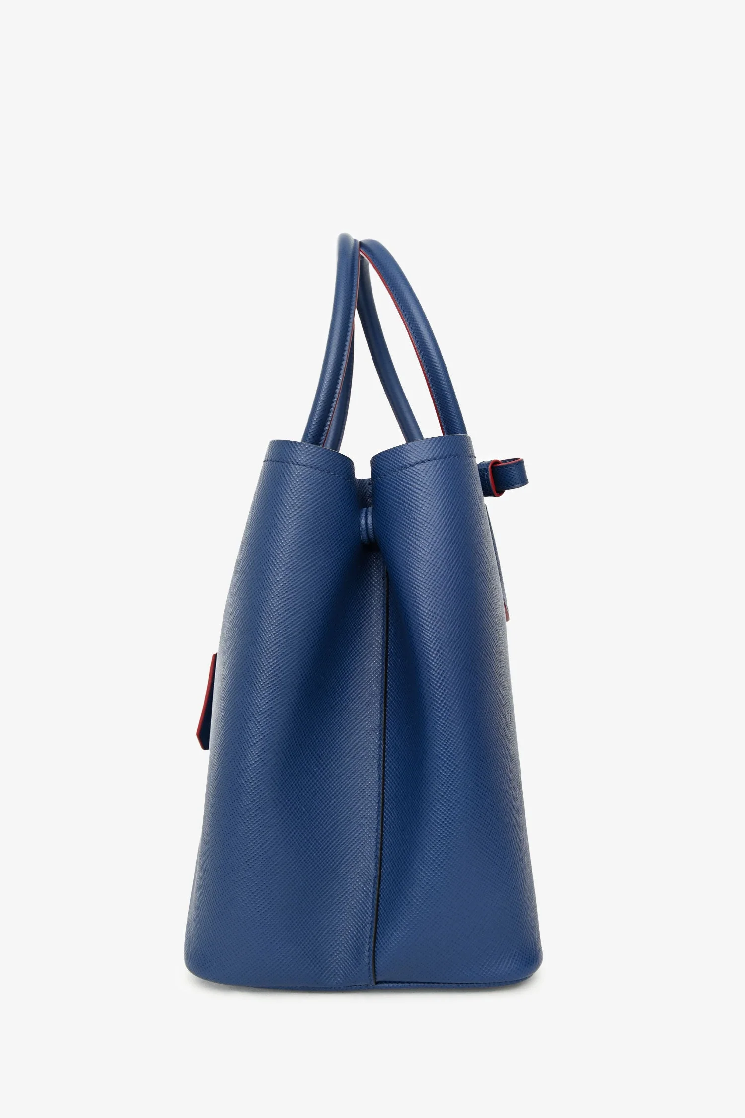 Prada Blue Saffiano Cuir Medium Double Tote - Image 4