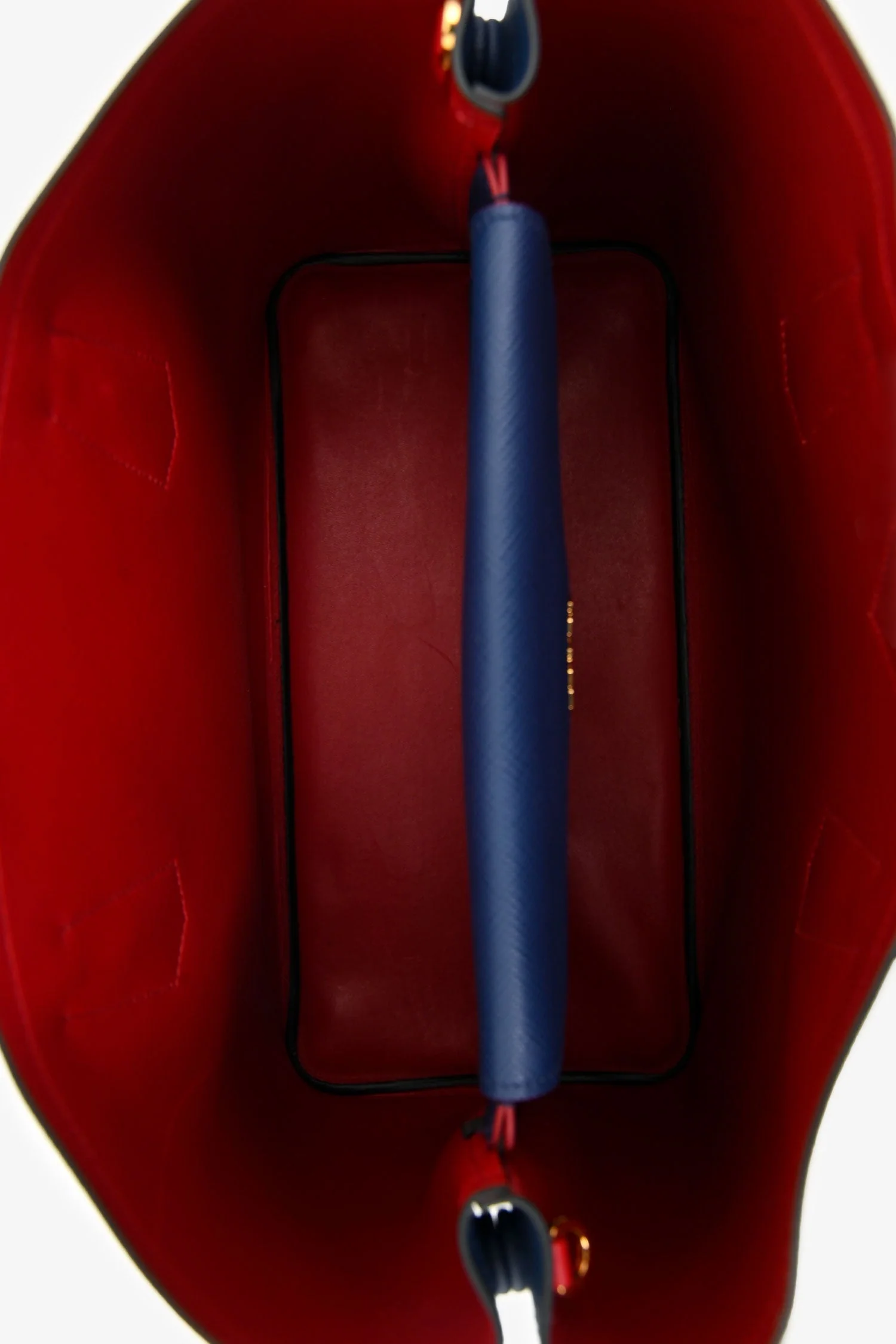 Prada Blue Saffiano Cuir Medium Double Tote - Image 6
