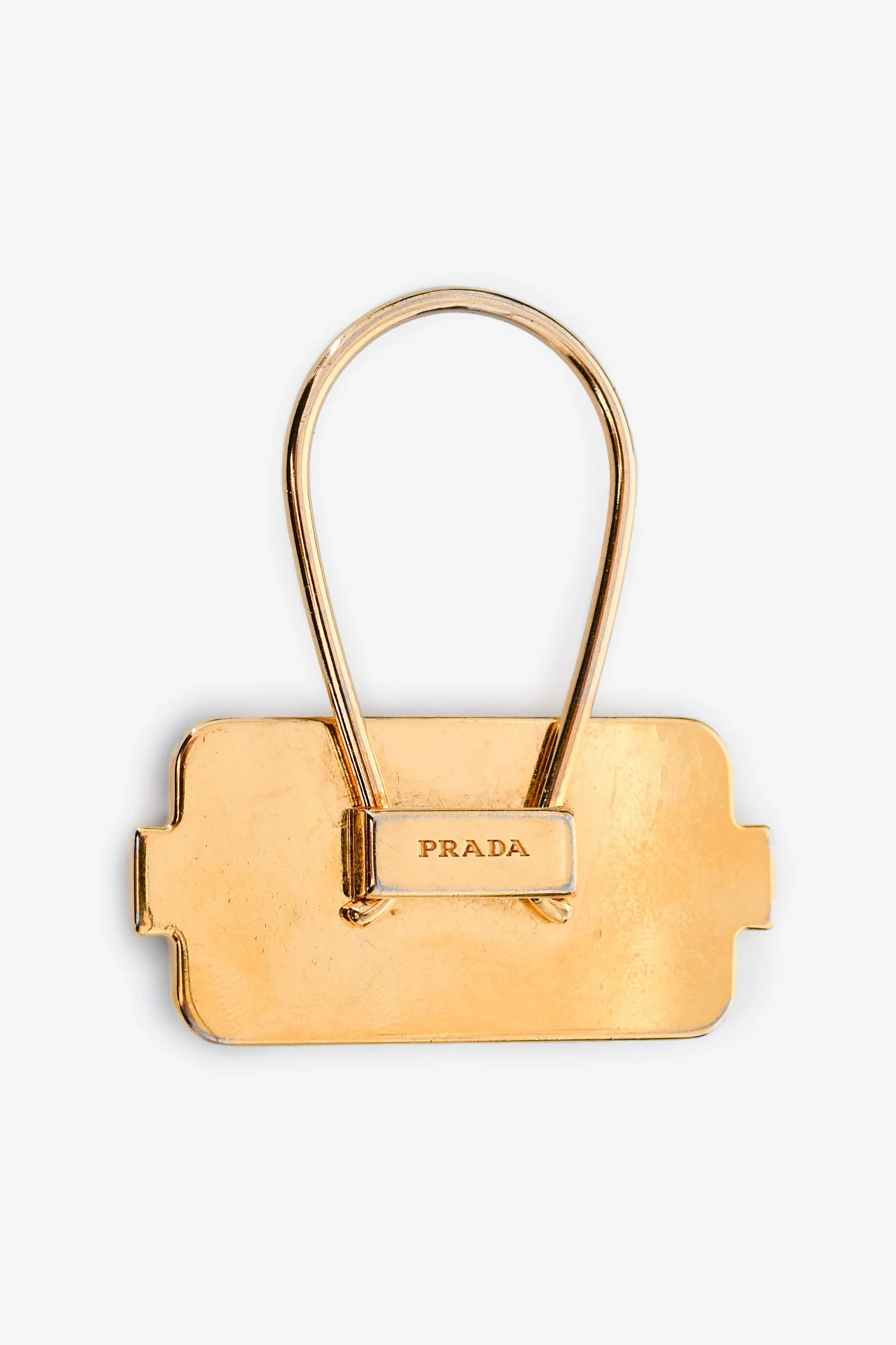 Prada Blue Saffiano Gold Rectangular Robot Keychain - Image 2
