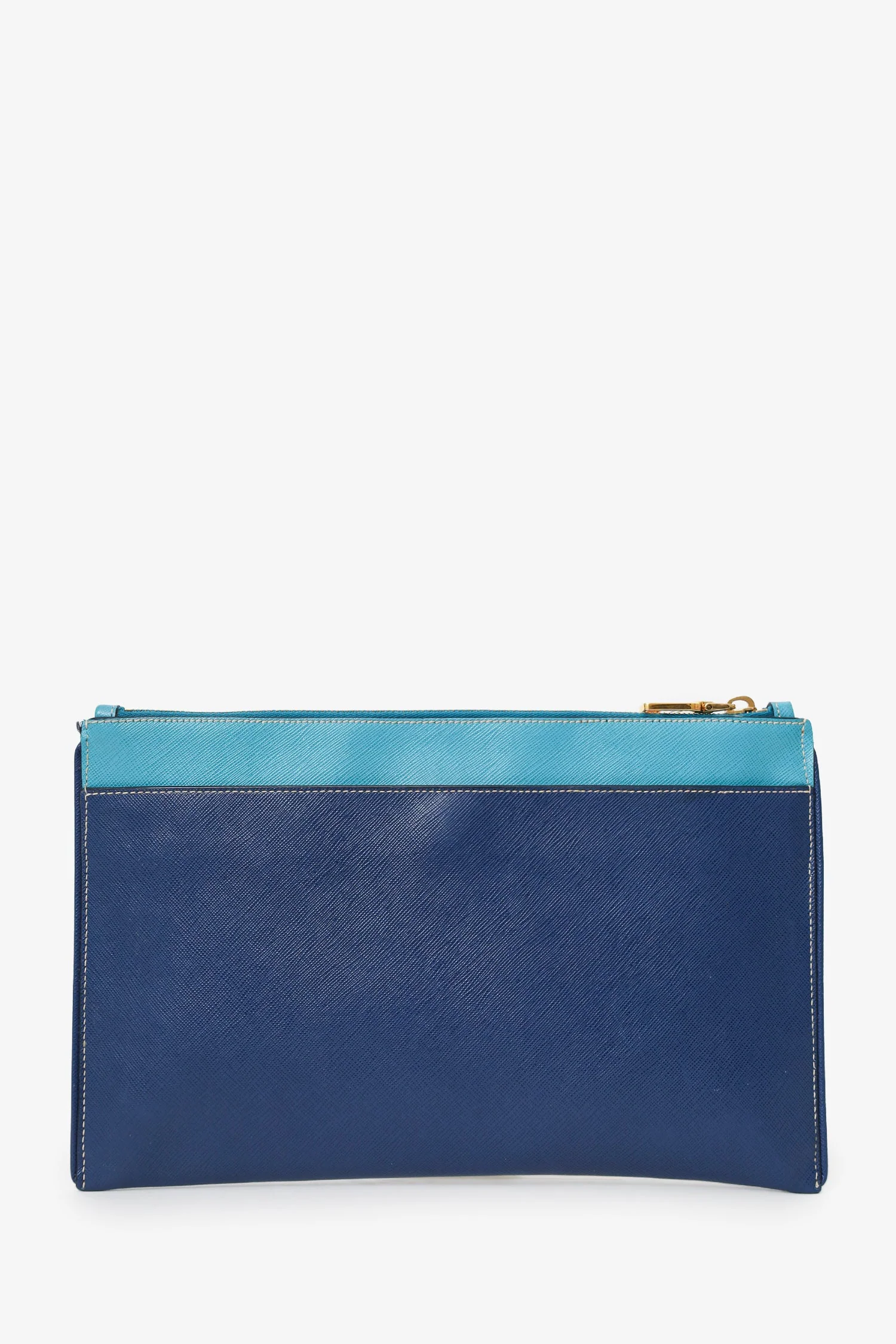 Prada Blue Saffiano Leather Pochette Bag - Image 2