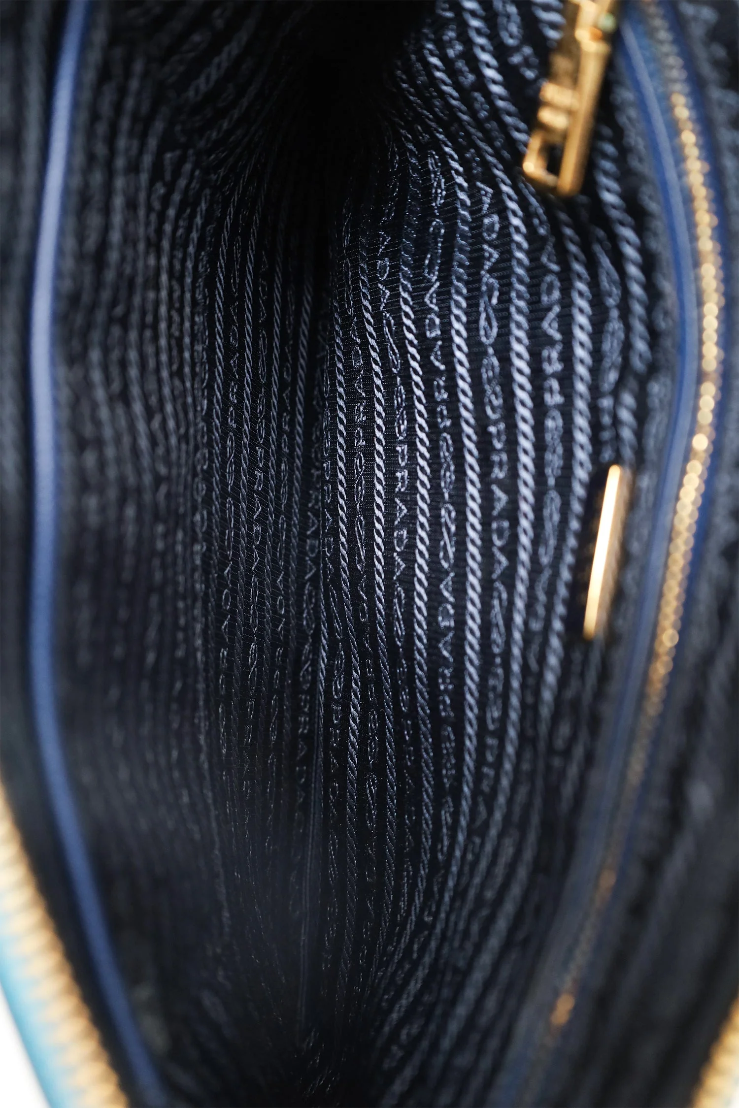 Prada Blue Saffiano Leather Pochette Bag - Image 6
