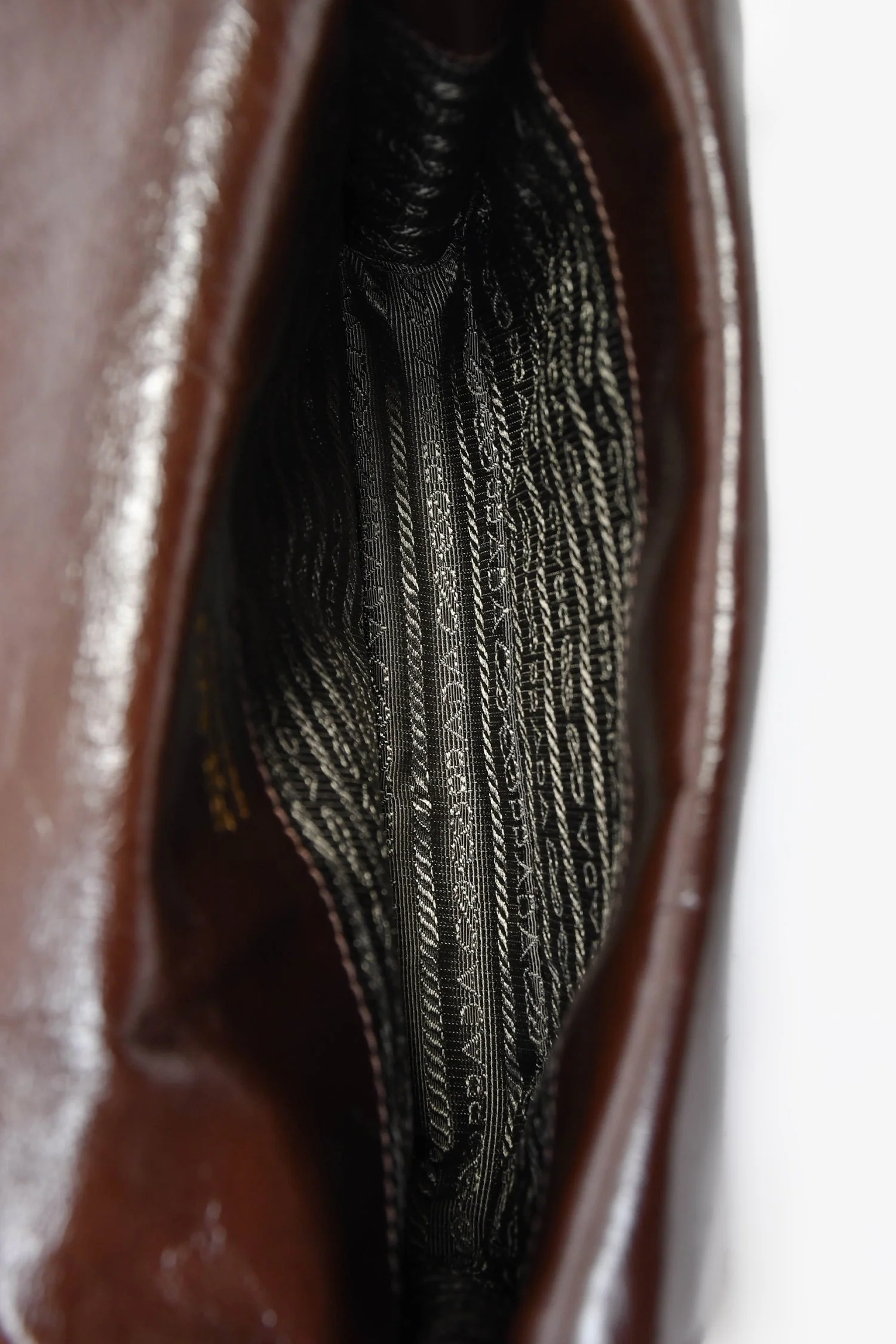 Prada Brown Leather Buckle Detail Shoulder Bag - Image 7