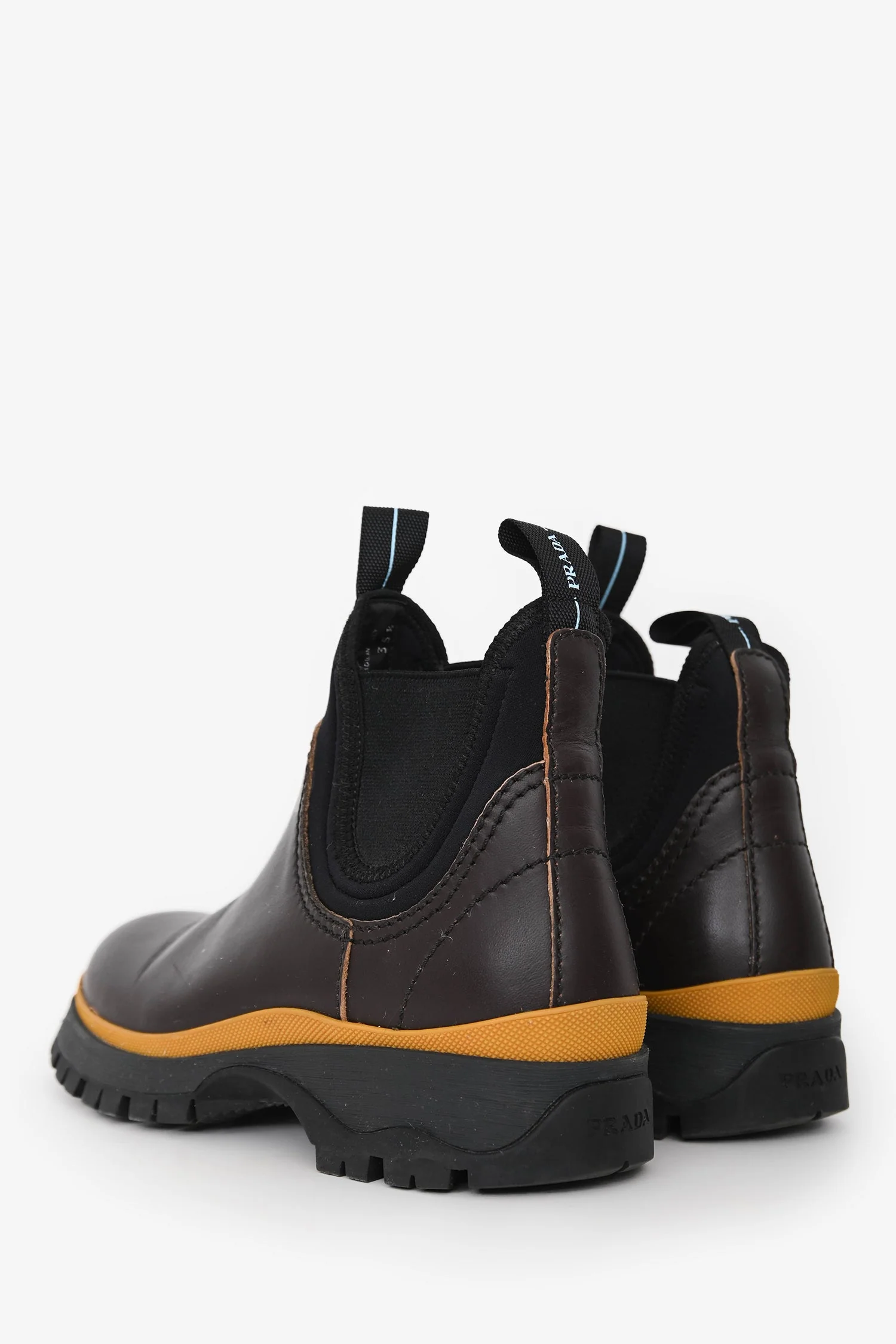 Prada Brown Leather Chelsea Boots Size 35.5 - Image 4