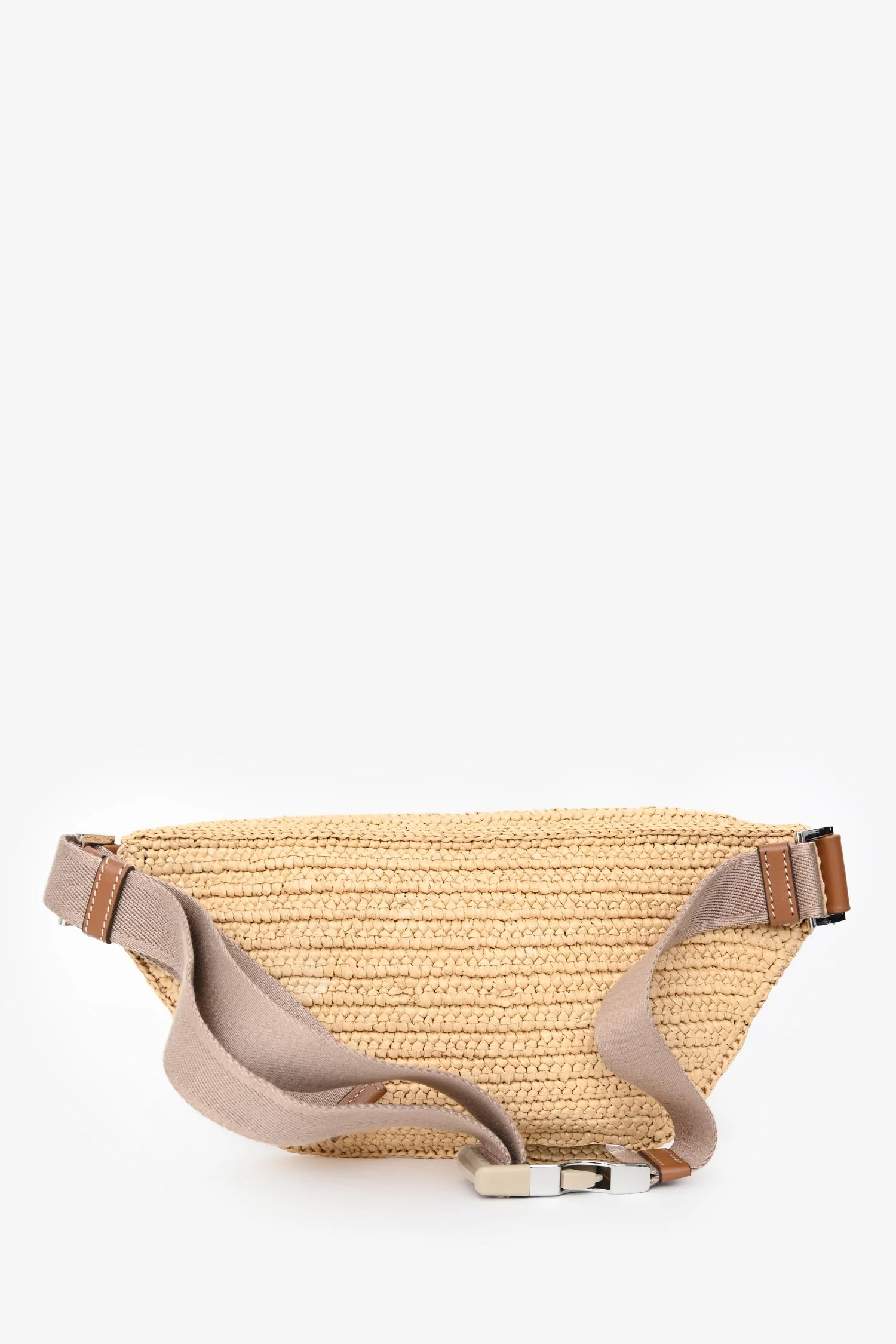Prada Brown Raffia Logo Belt Bag - Image 2