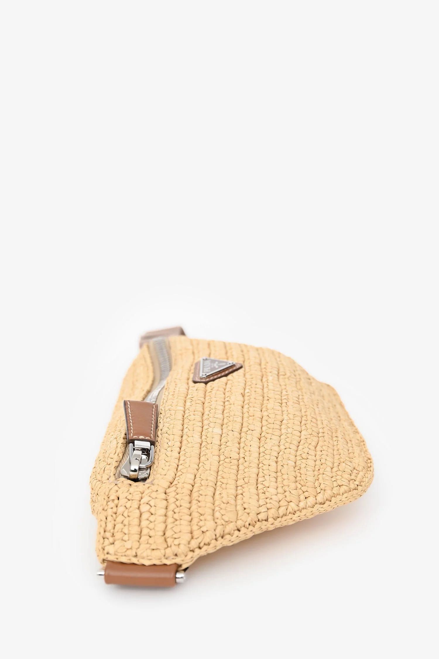 Prada Brown Raffia Logo Belt Bag - Image 3