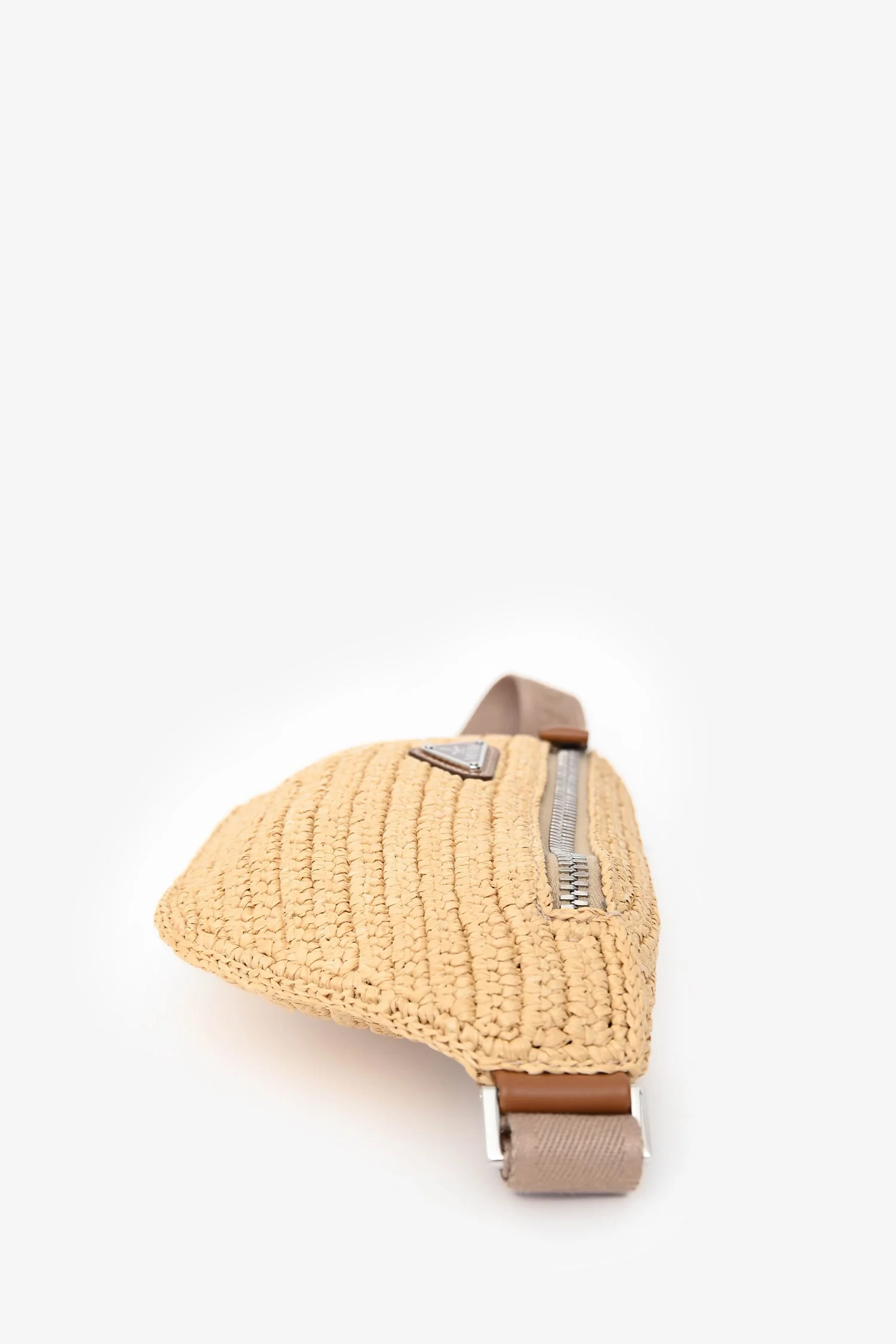 Prada Brown Raffia Logo Belt Bag - Image 4