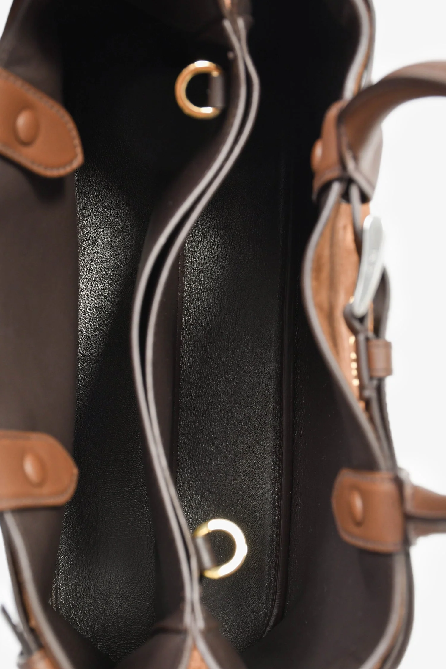 Prada Brown Suede/Leather Buckle Bag with Strap - Image 6