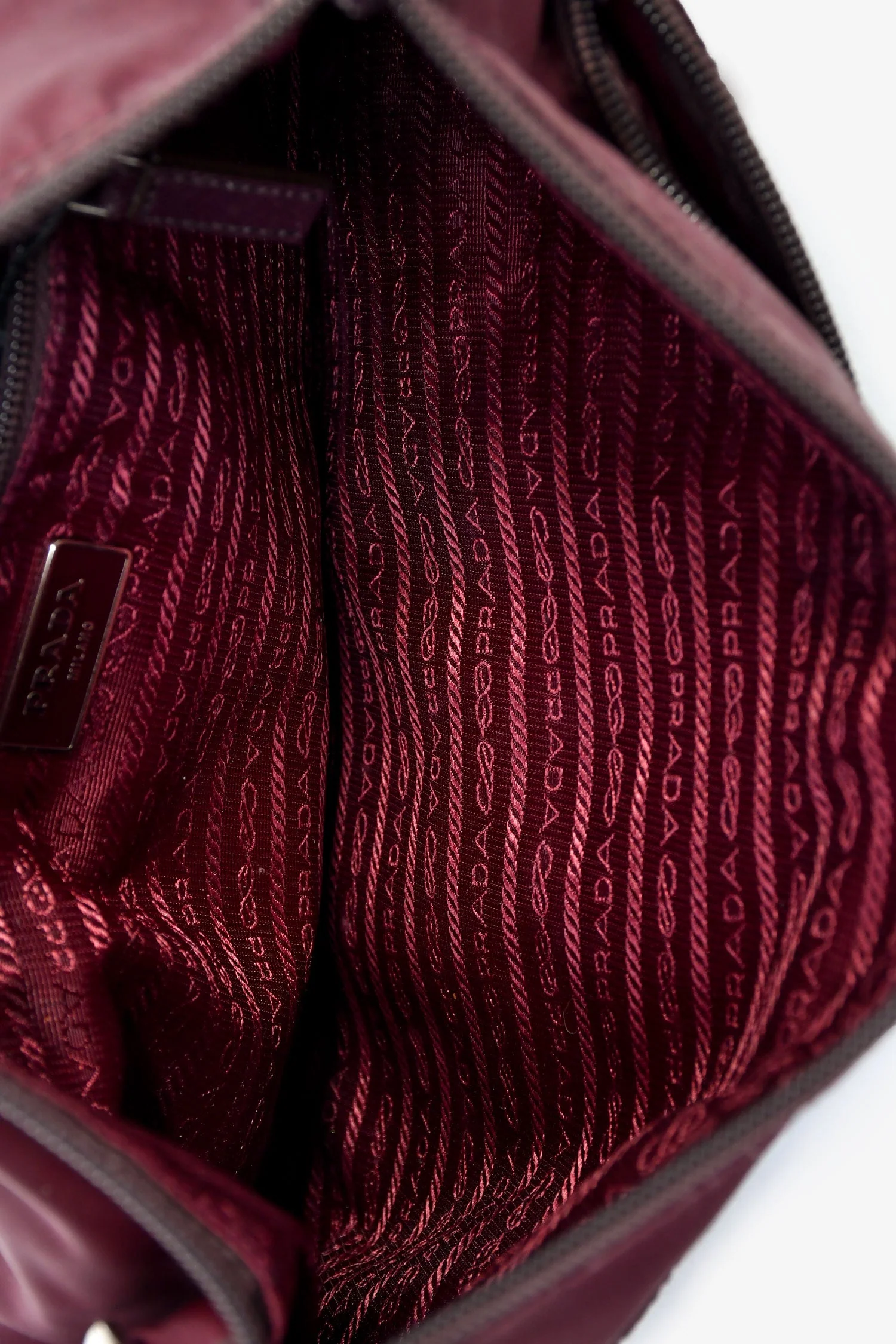 Prada Burgundy Nylon Tessuto Messenger Bag - Image 6