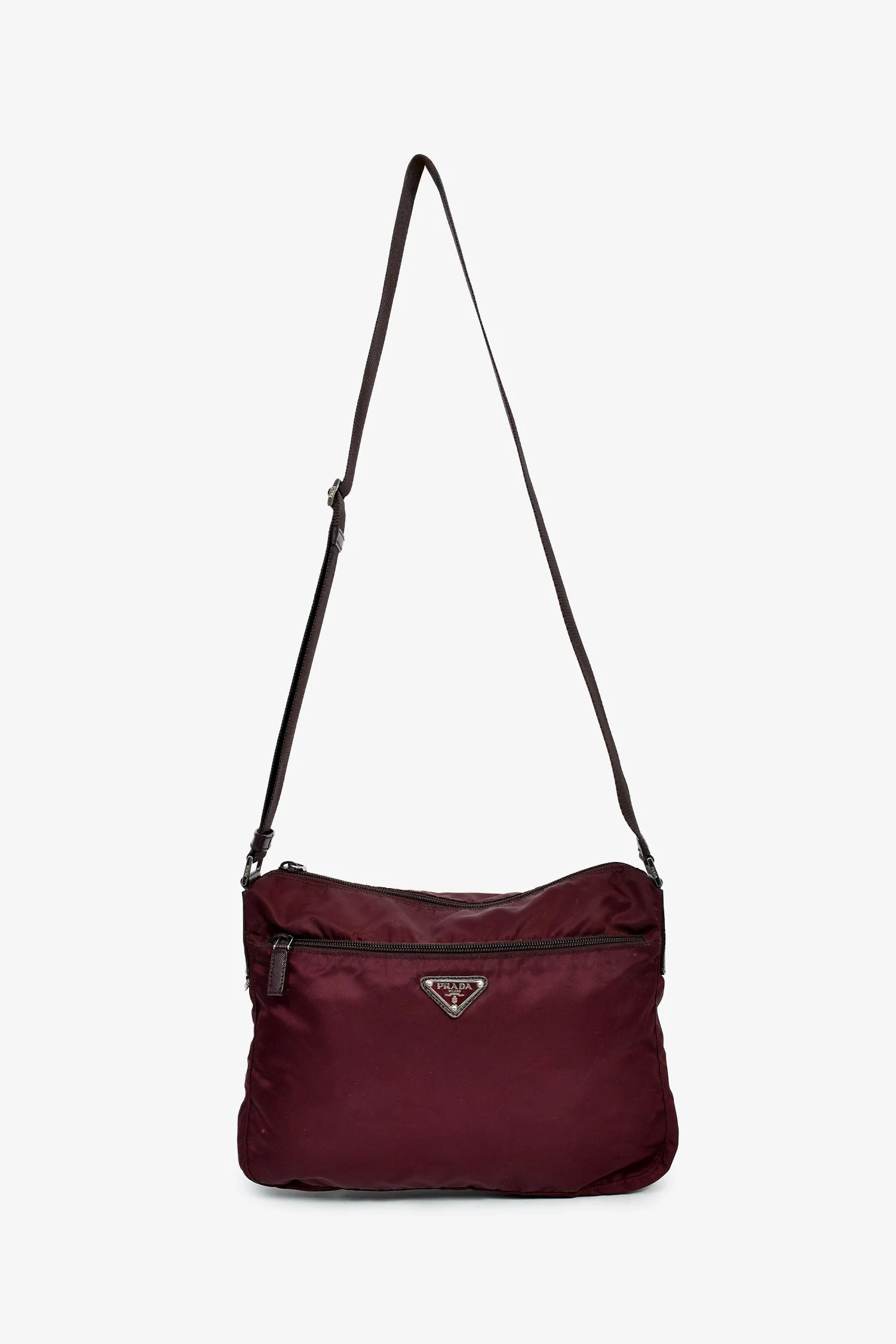 Prada Burgundy Nylon Tessuto Messenger Bag - Image 7