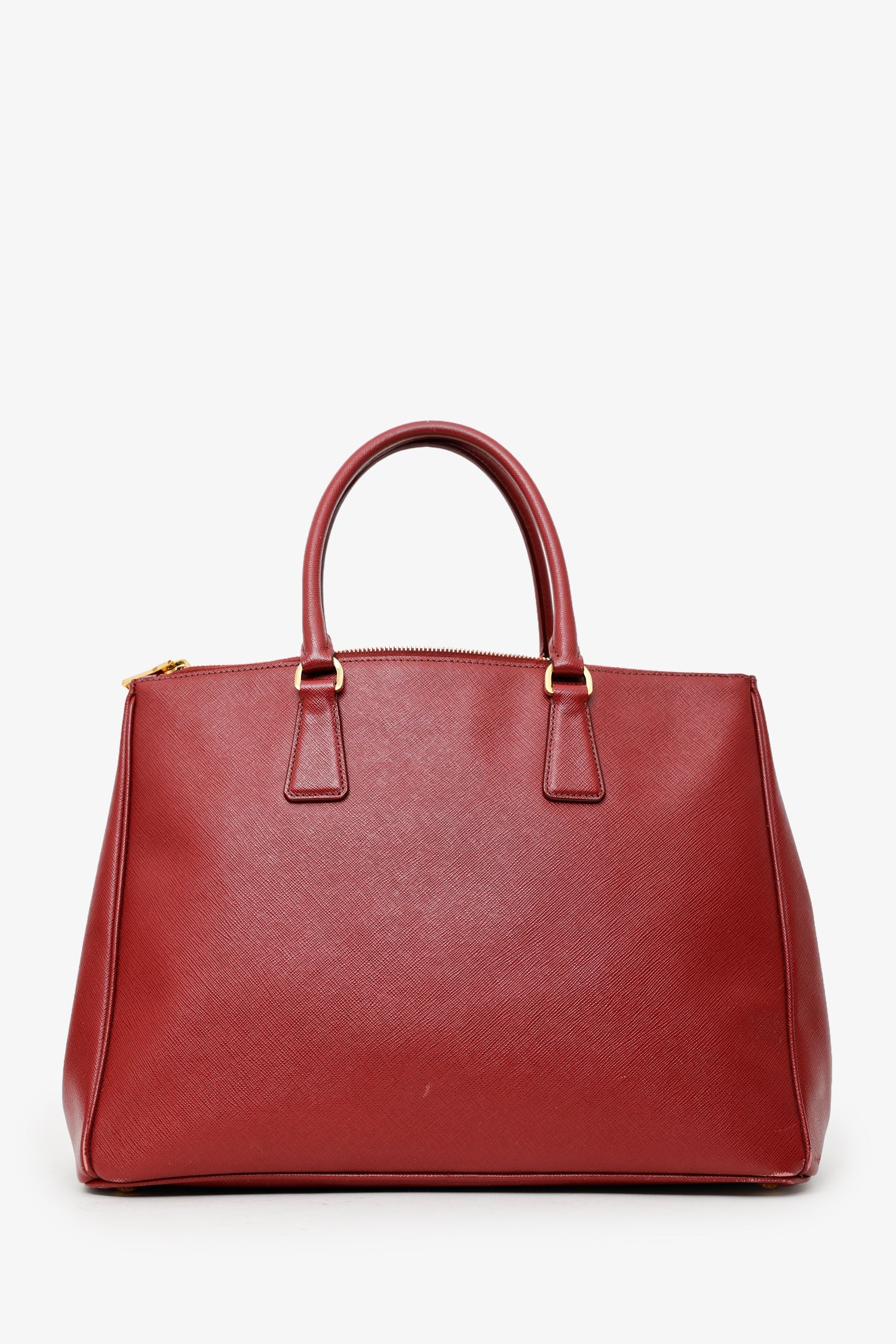 Prada Burgundy Saffiano Leather Large Double Zip Galleria Tote With Strap - Image 2