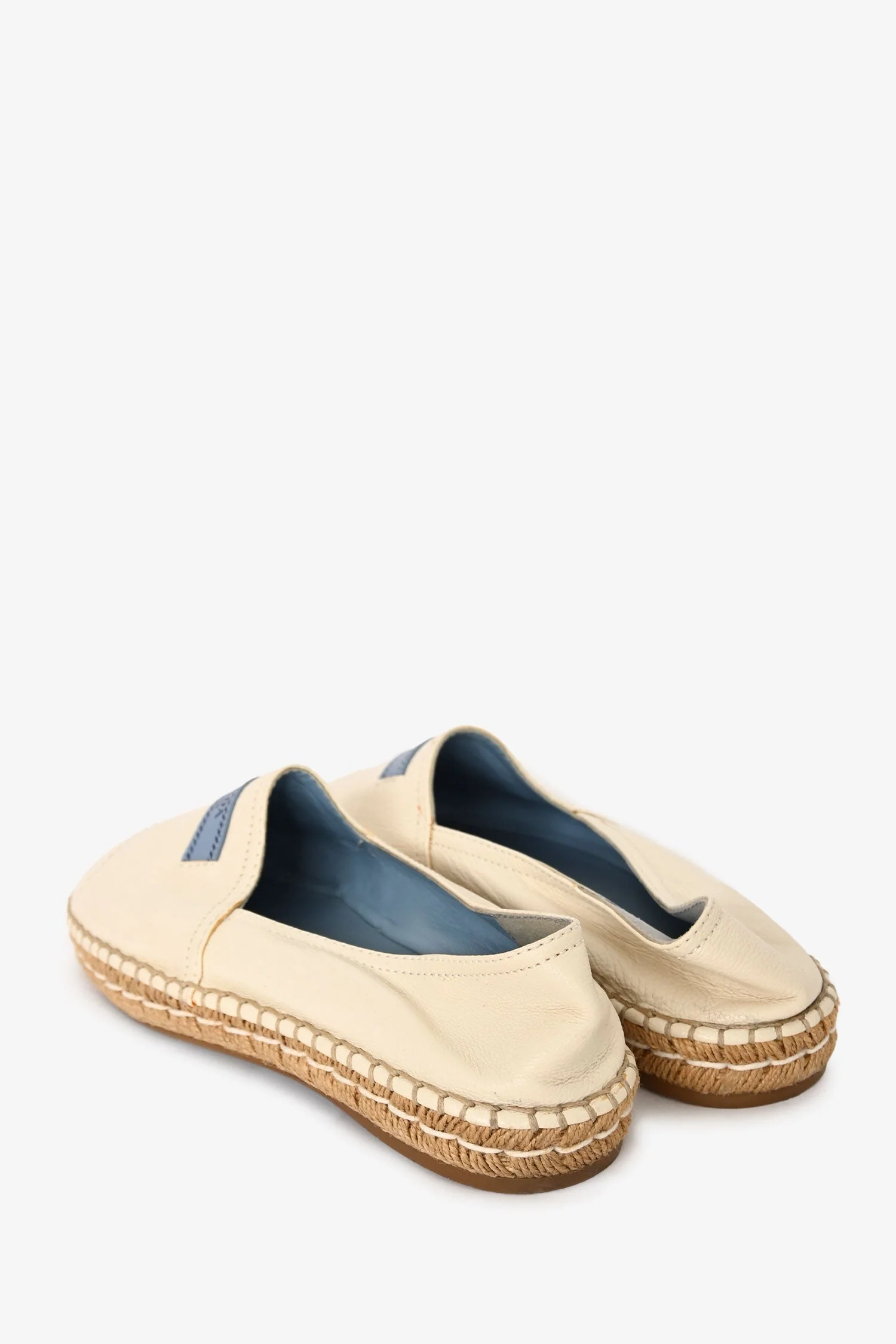 Prada Cream Leather Logo Patch Espadrilles Size 38 - Image 4