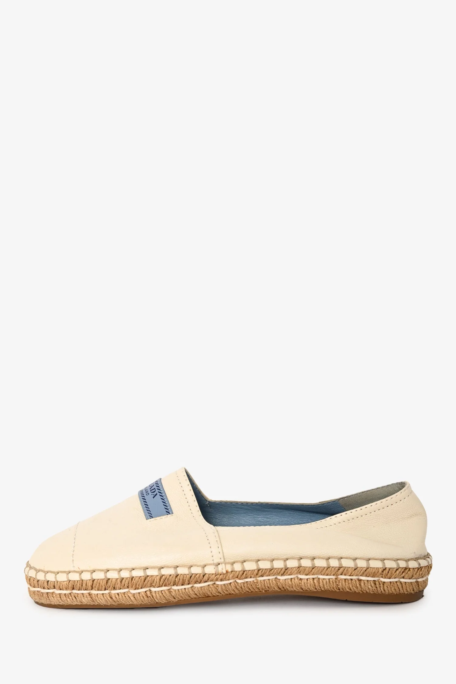 Prada Cream Leather Logo Patch Espadrilles Size 38 - Image 5