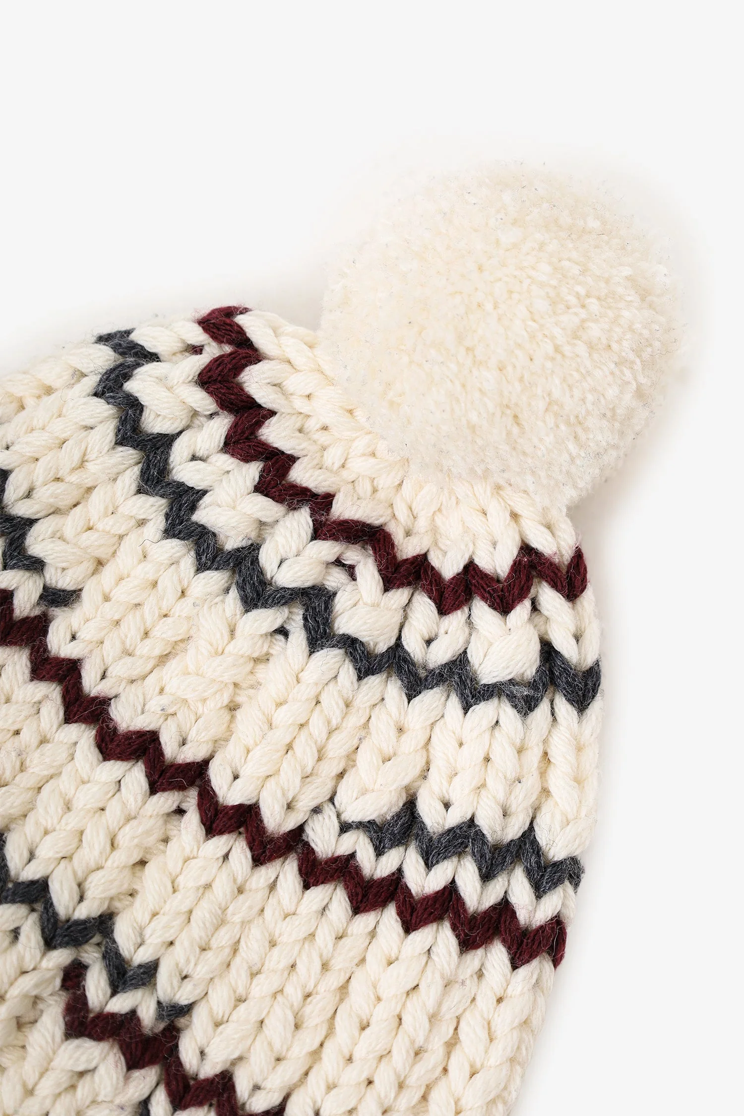 Prada Cream Wool Knitted Pom-Pom Beanie - Image 2