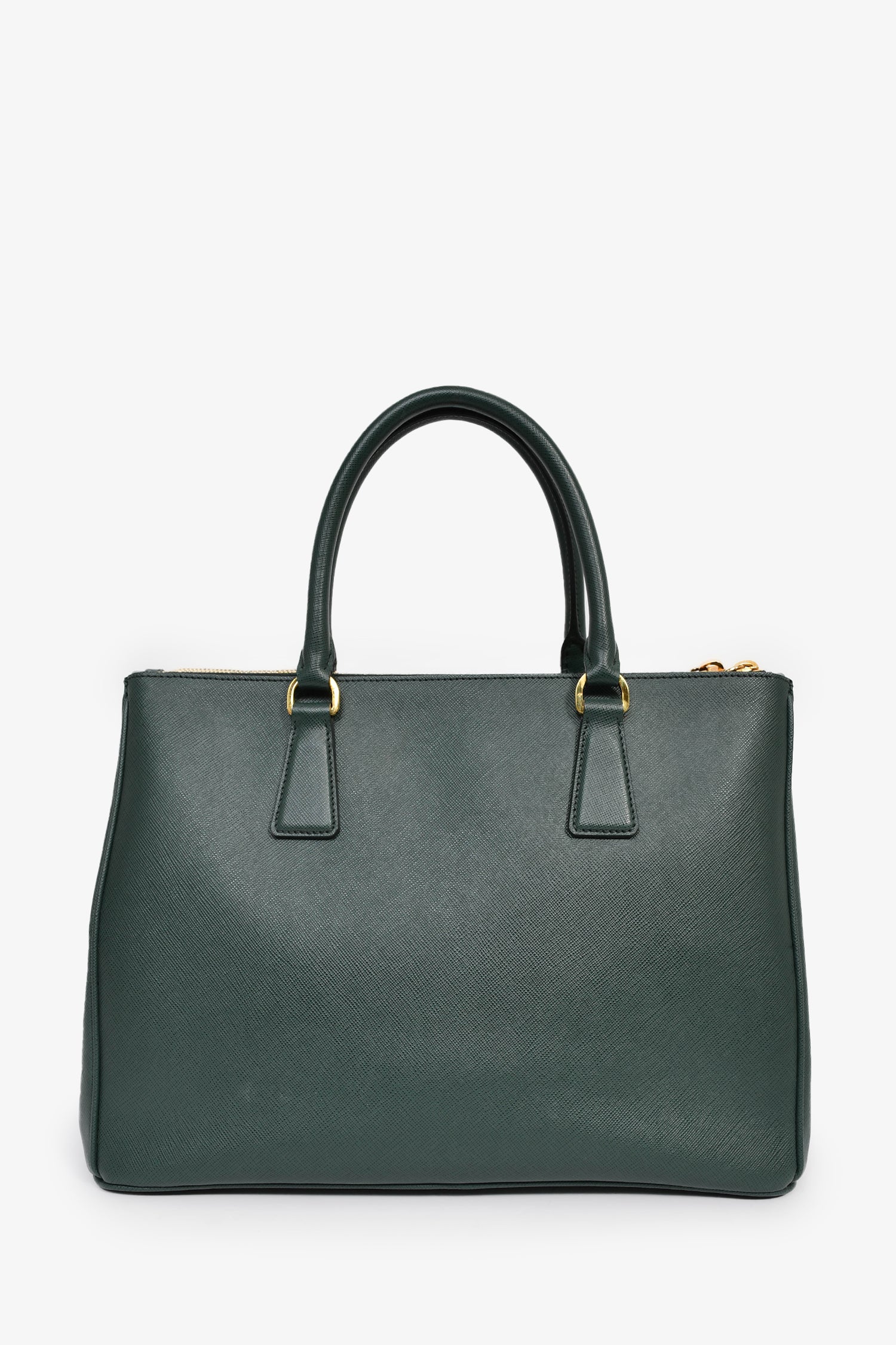 Prada Dark Green Saffiano Leather Double Zip Large Galleria wtih Strap - Image 2