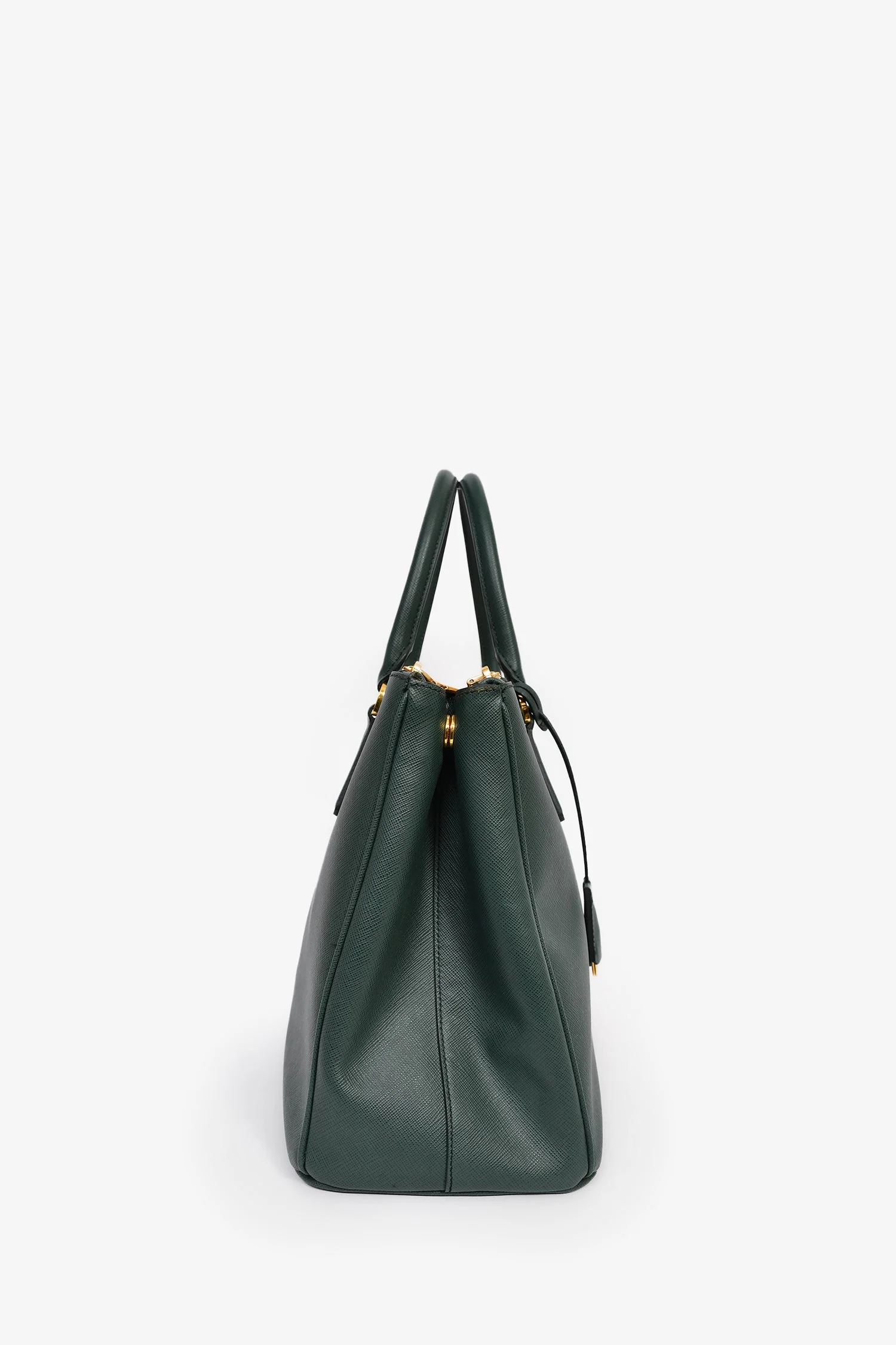 Prada Dark Green Saffiano Leather Double Zip Large Galleria wtih Strap - Image 3