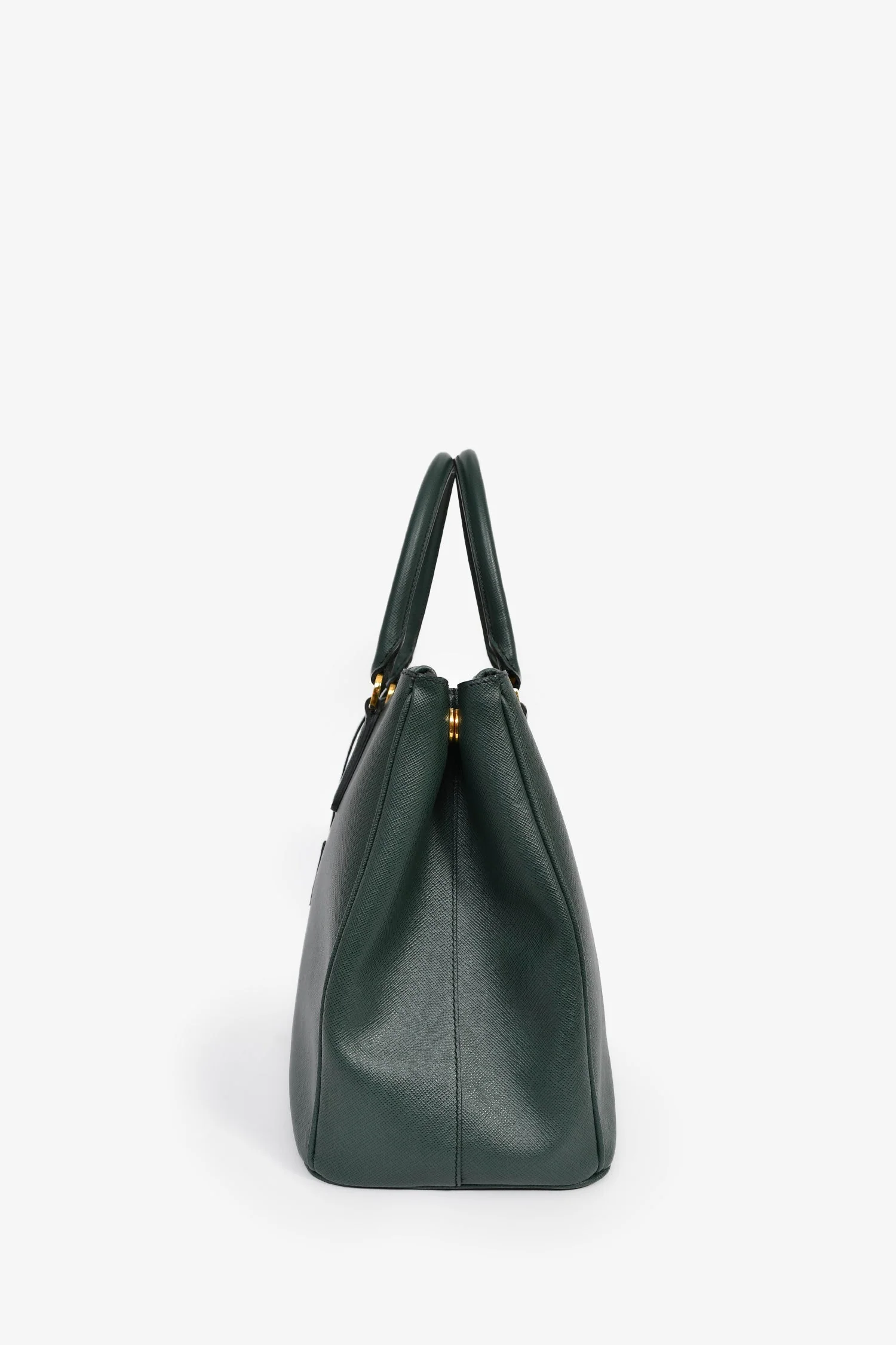 Prada Dark Green Saffiano Leather Double Zip Large Galleria wtih Strap - Image 4