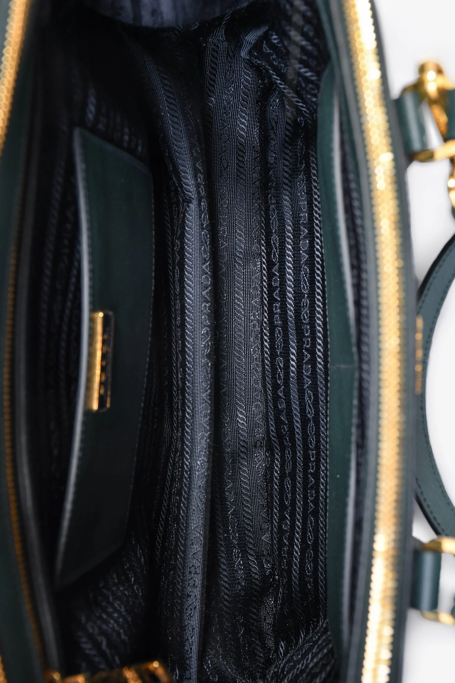 Prada Dark Green Saffiano Leather Double Zip Large Galleria wtih Strap - Image 6