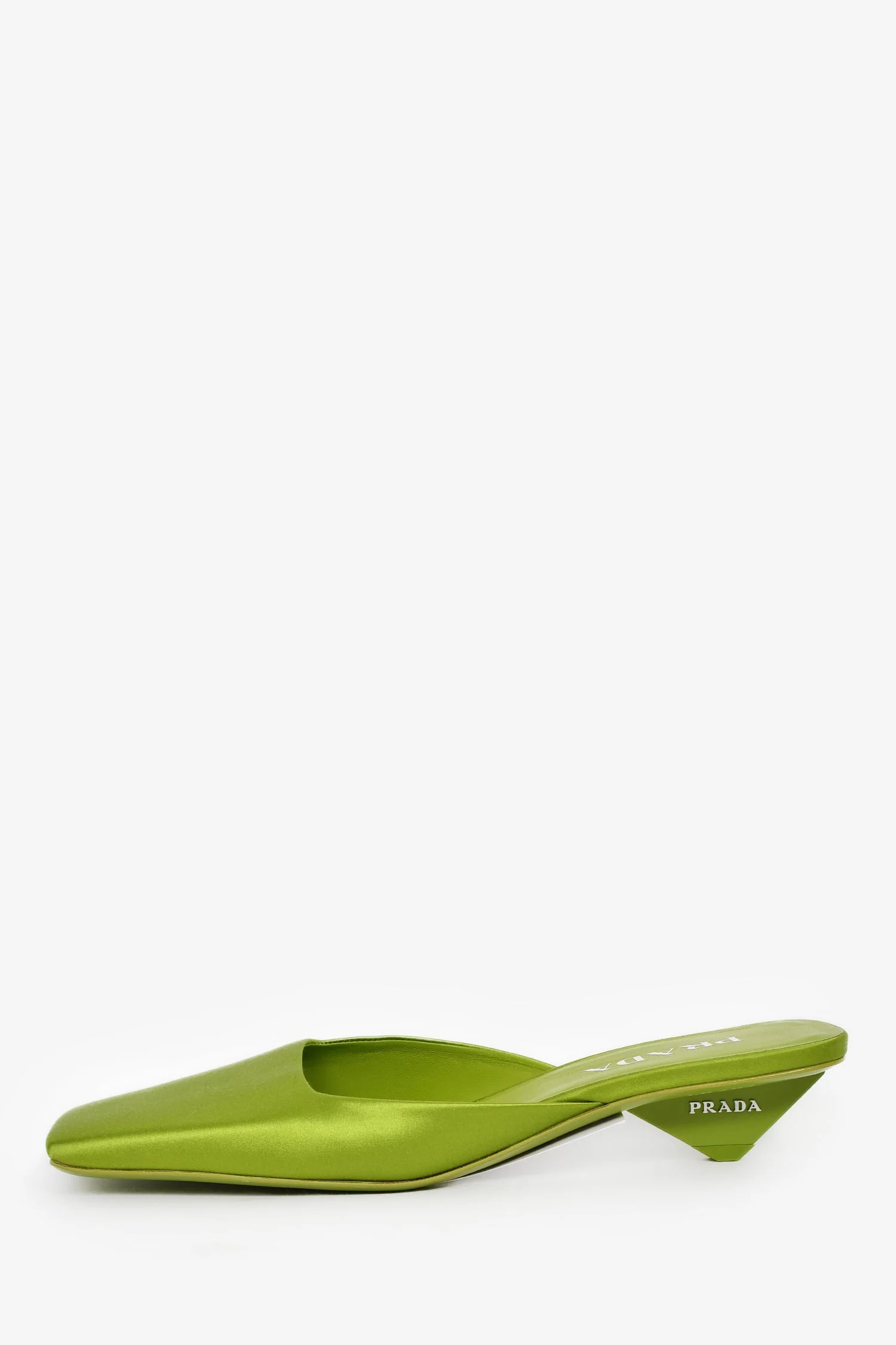 Prada Green Satin Square Toe Mules Size 38 - Image 4