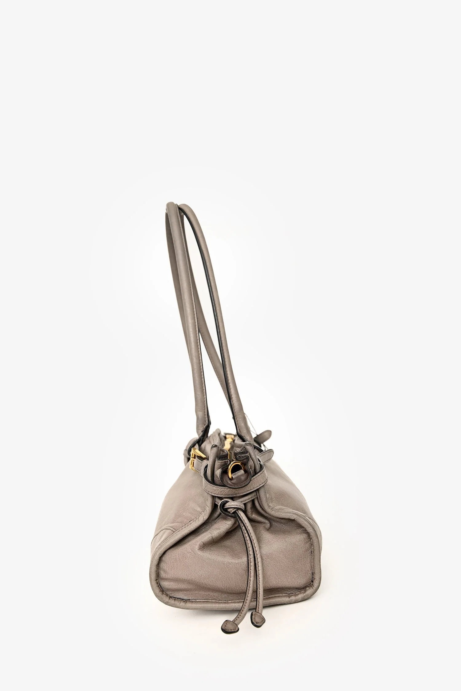 Prada Grey Leather 'Bonnie' Medium Shoulder Bag With Crossbody Strap - Image 4