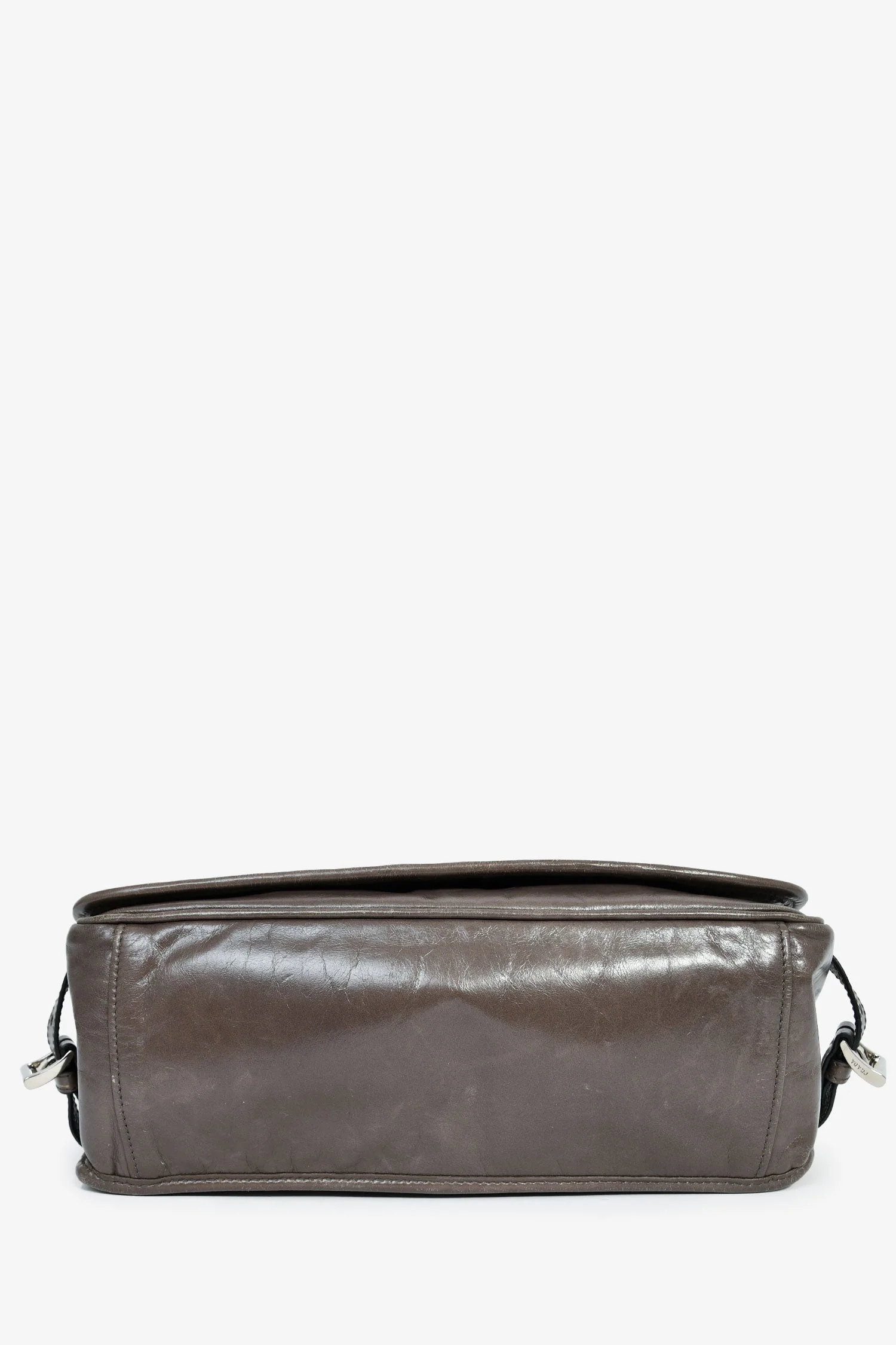 Prada Grey Leather Messenger Bag - Image 5