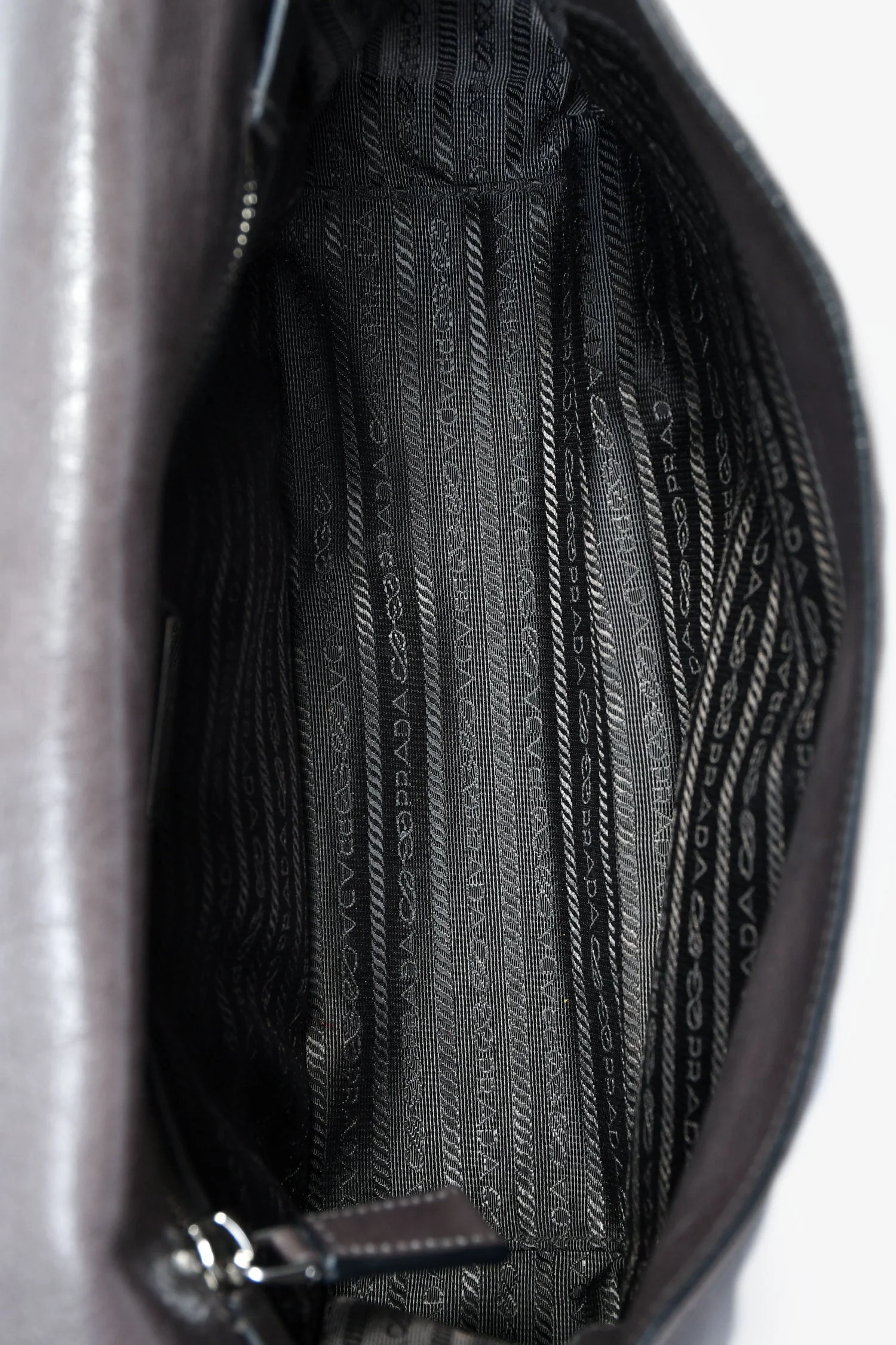 Prada Grey Leather Messenger Bag - Image 6