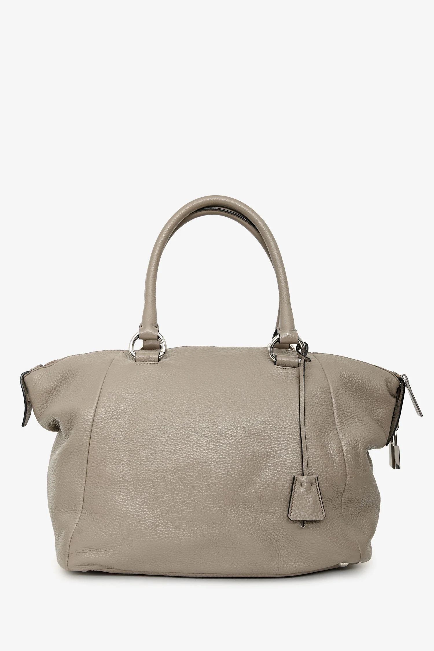 Prada Grey Leather Vitello Danio Top Handle - Image 2