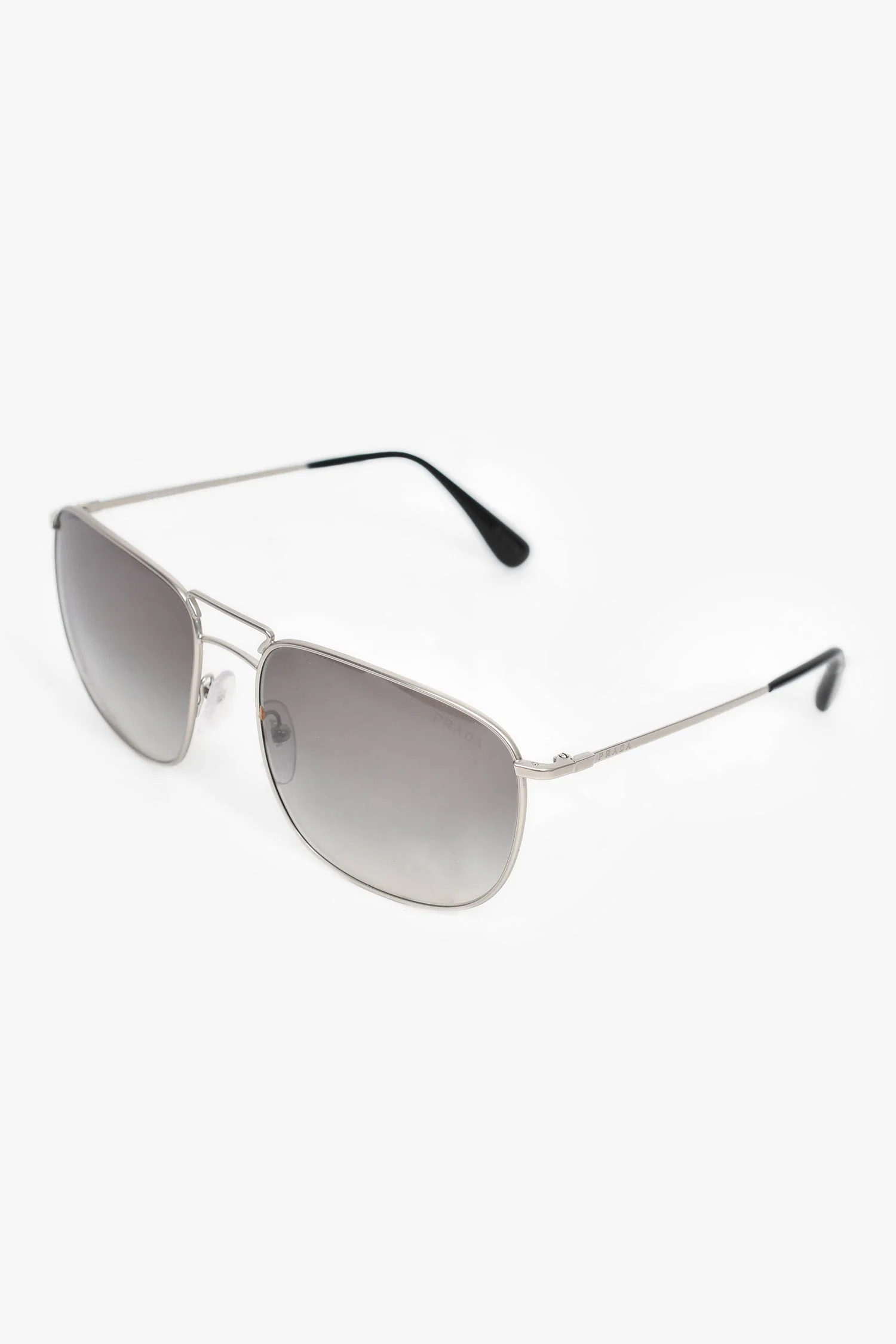 Prada Grey/Silver Square Aviator Sunglasses - Image 2