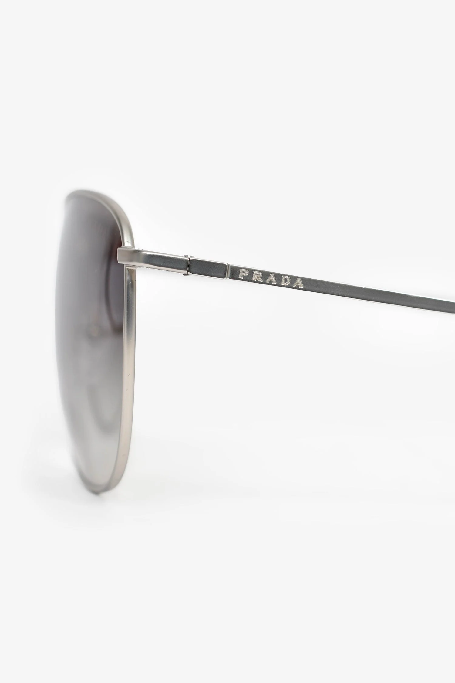 Prada Grey/Silver Square Aviator Sunglasses - Image 4