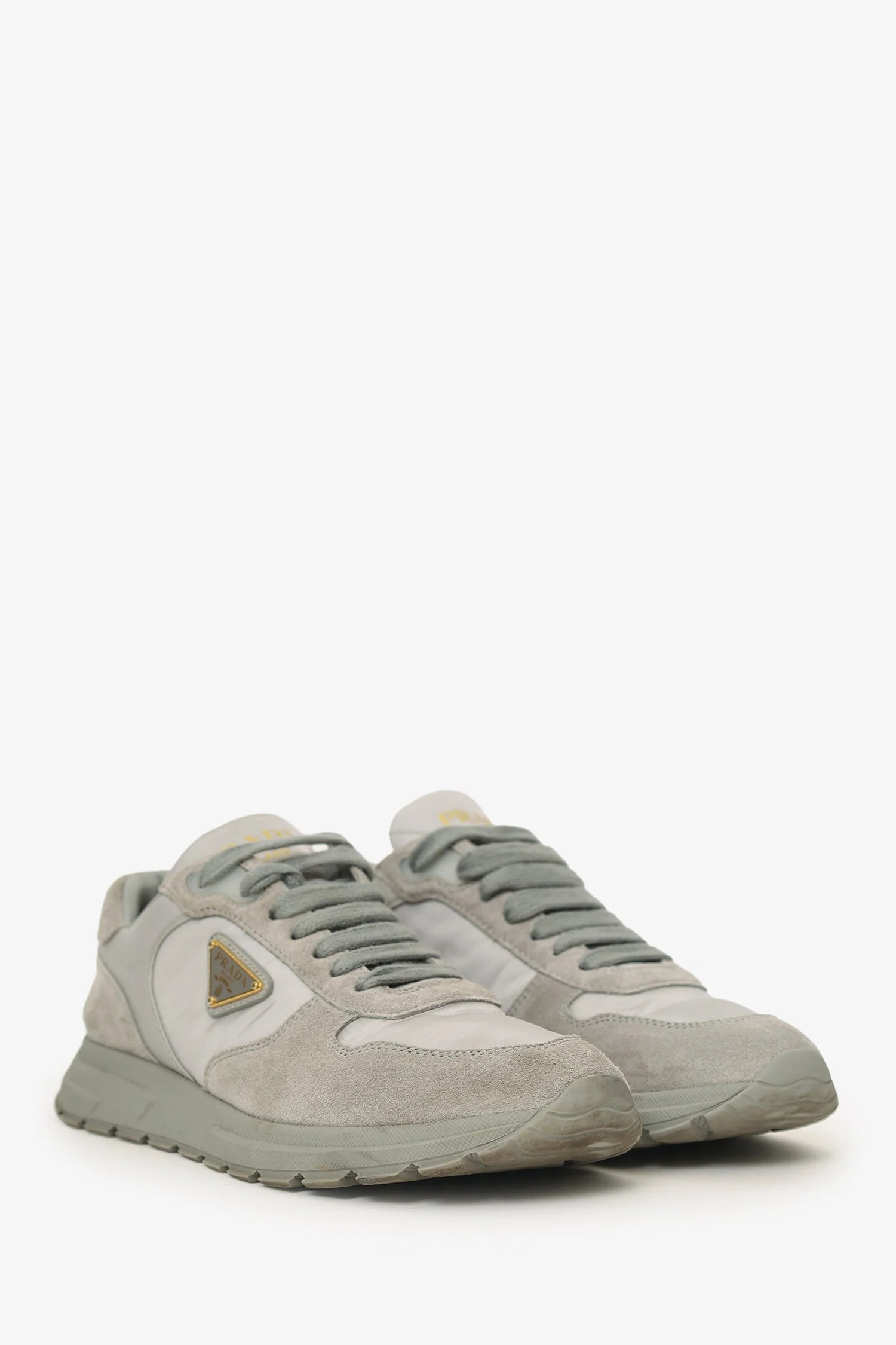 Prada Grey Suede/Nylon Sneakers Size 36.5 - Image 2