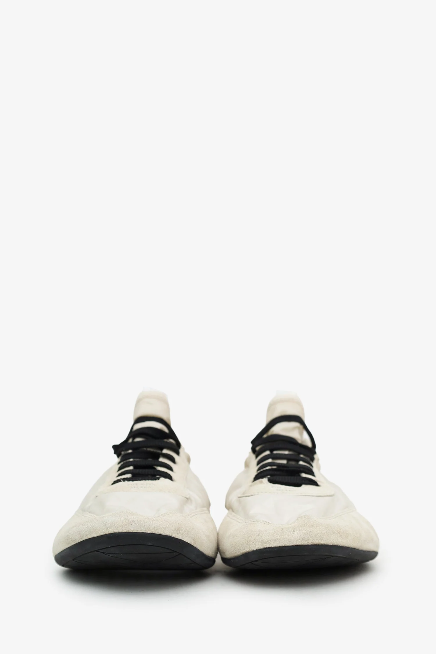 Prada Ivory/Black Suede Collapse Re-Nylon Sneakers Size 9 Mens - Image 3