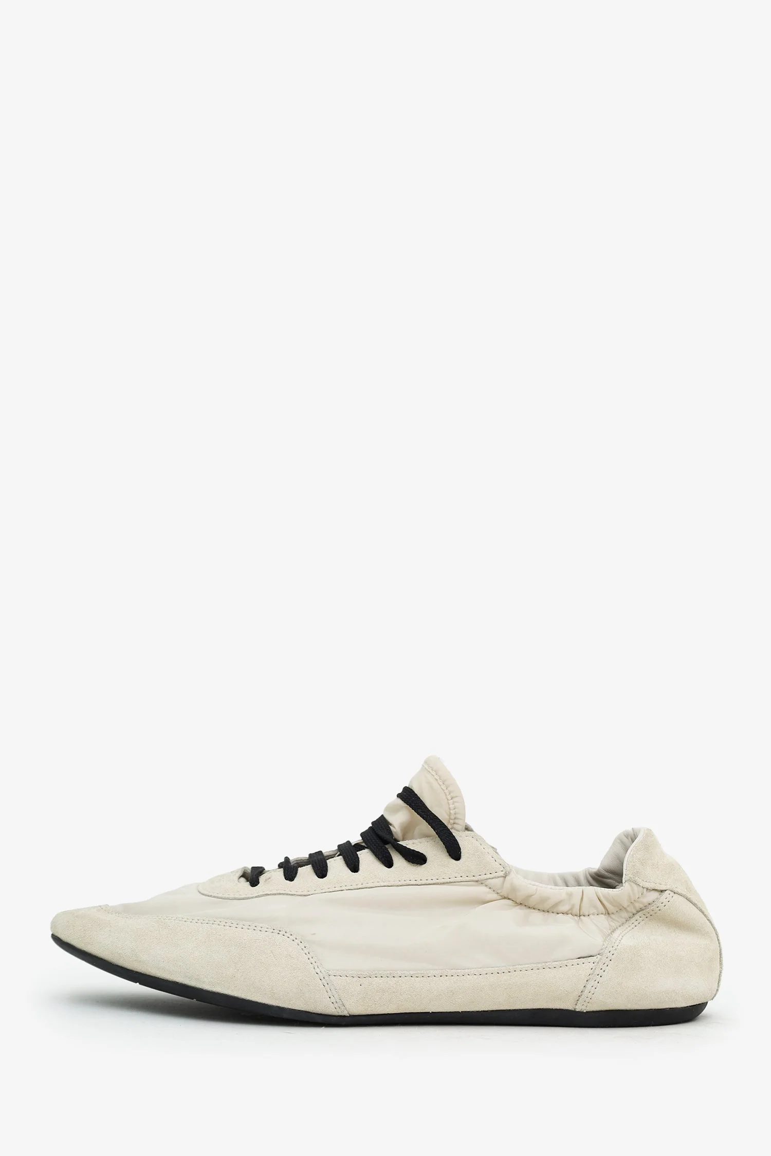 Prada Ivory/Black Suede Collapse Re-Nylon Sneakers Size 9 Mens - Image 5