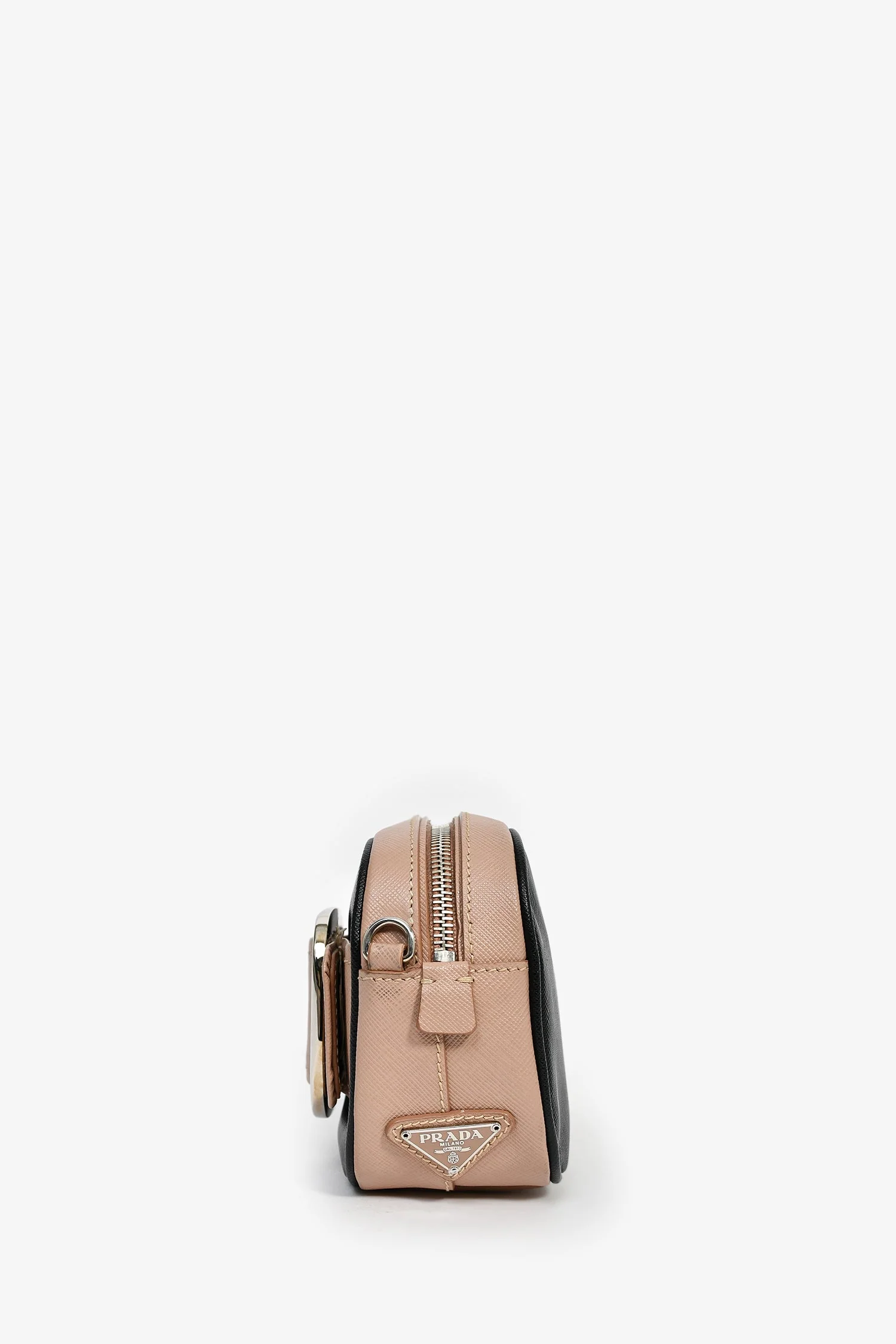 Prada Mauve/Black Saffiano Two-Tone Buckle Camera Bag - Image 3