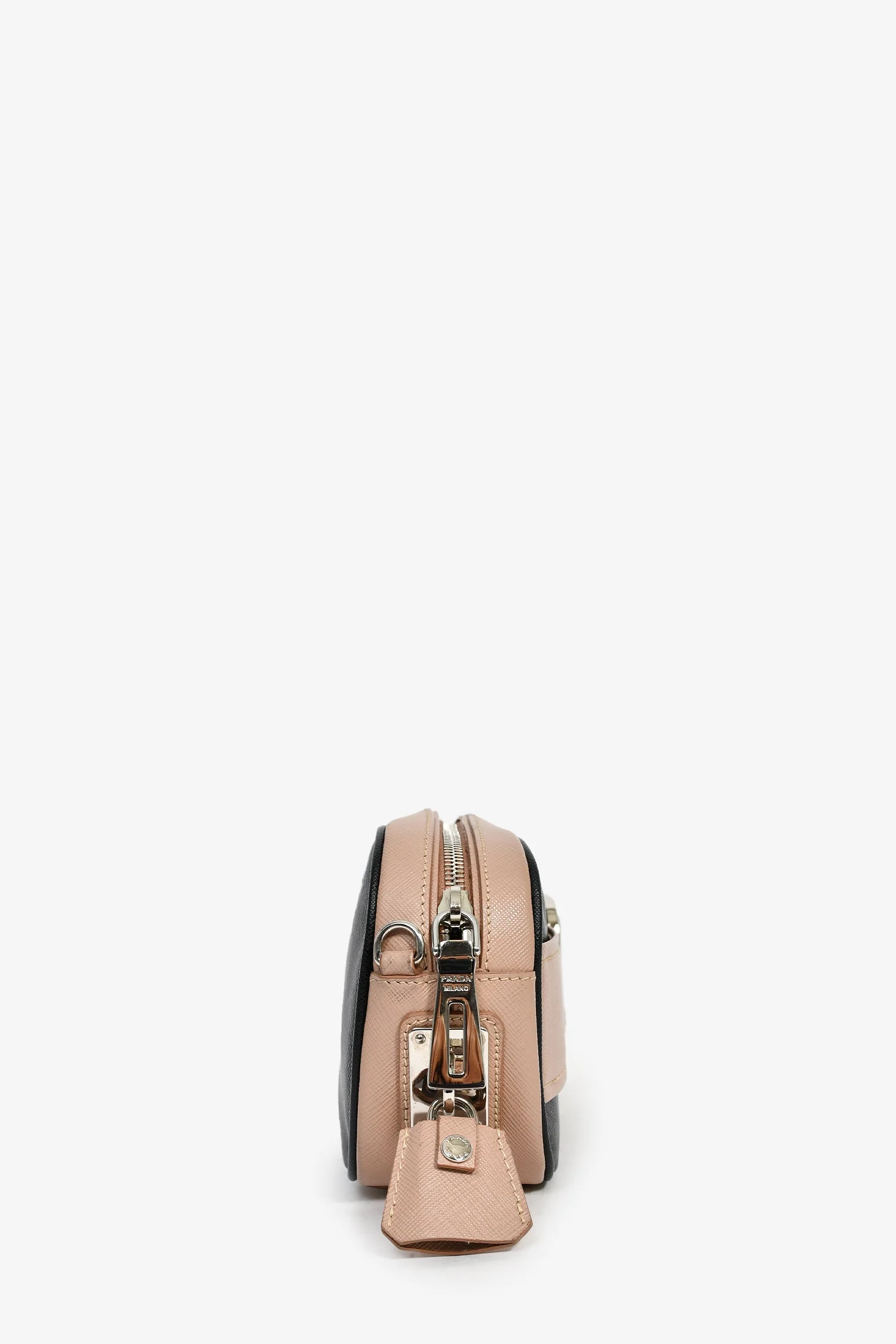 Prada Mauve/Black Saffiano Two-Tone Buckle Camera Bag - Image 4