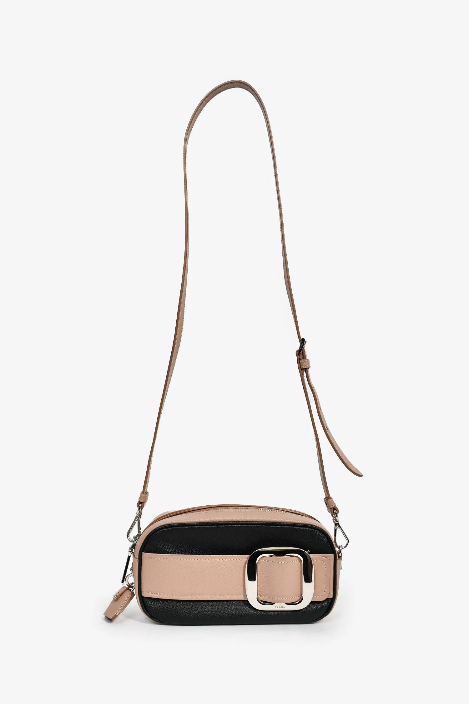 Prada Mauve/Black Saffiano Two-Tone Buckle Camera Bag - Image 5