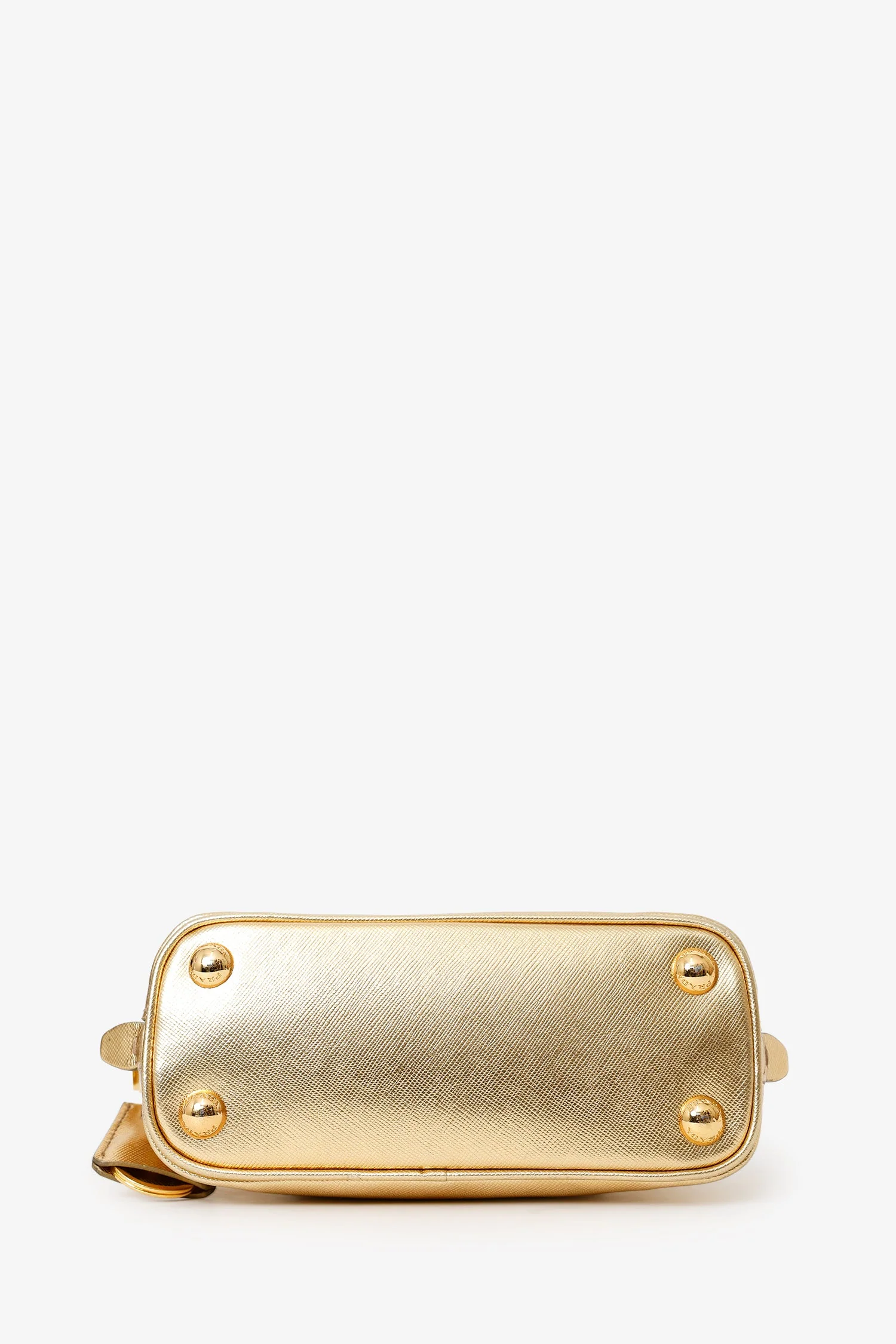 Prada Metallic Gold Saffiano Lux Leather Mini Promenade Crossbody Bag With Strap - Image 5