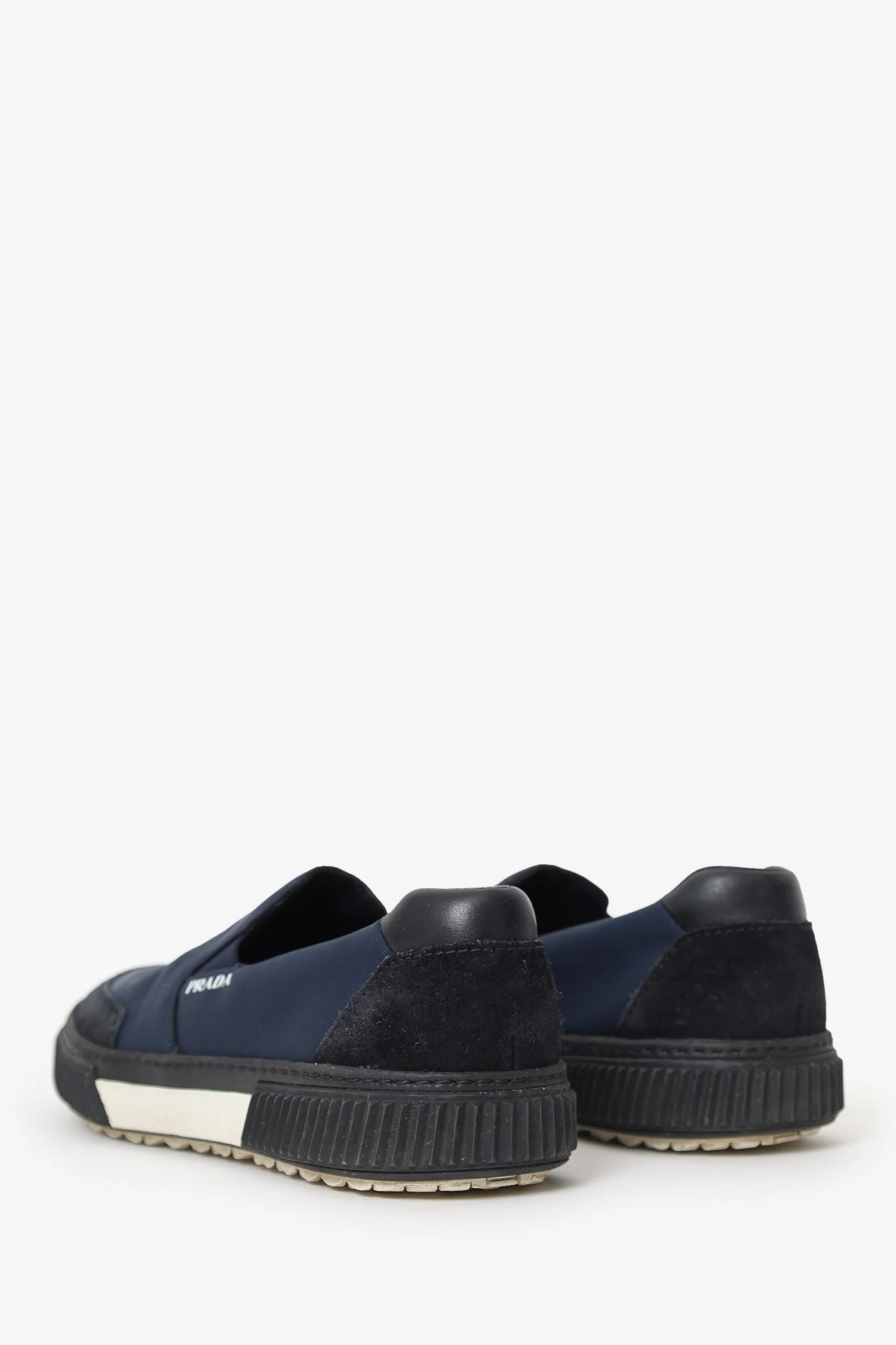 Prada Navy/Black Panelled Slip-on Sneakers Size 6 Mens - Image 4