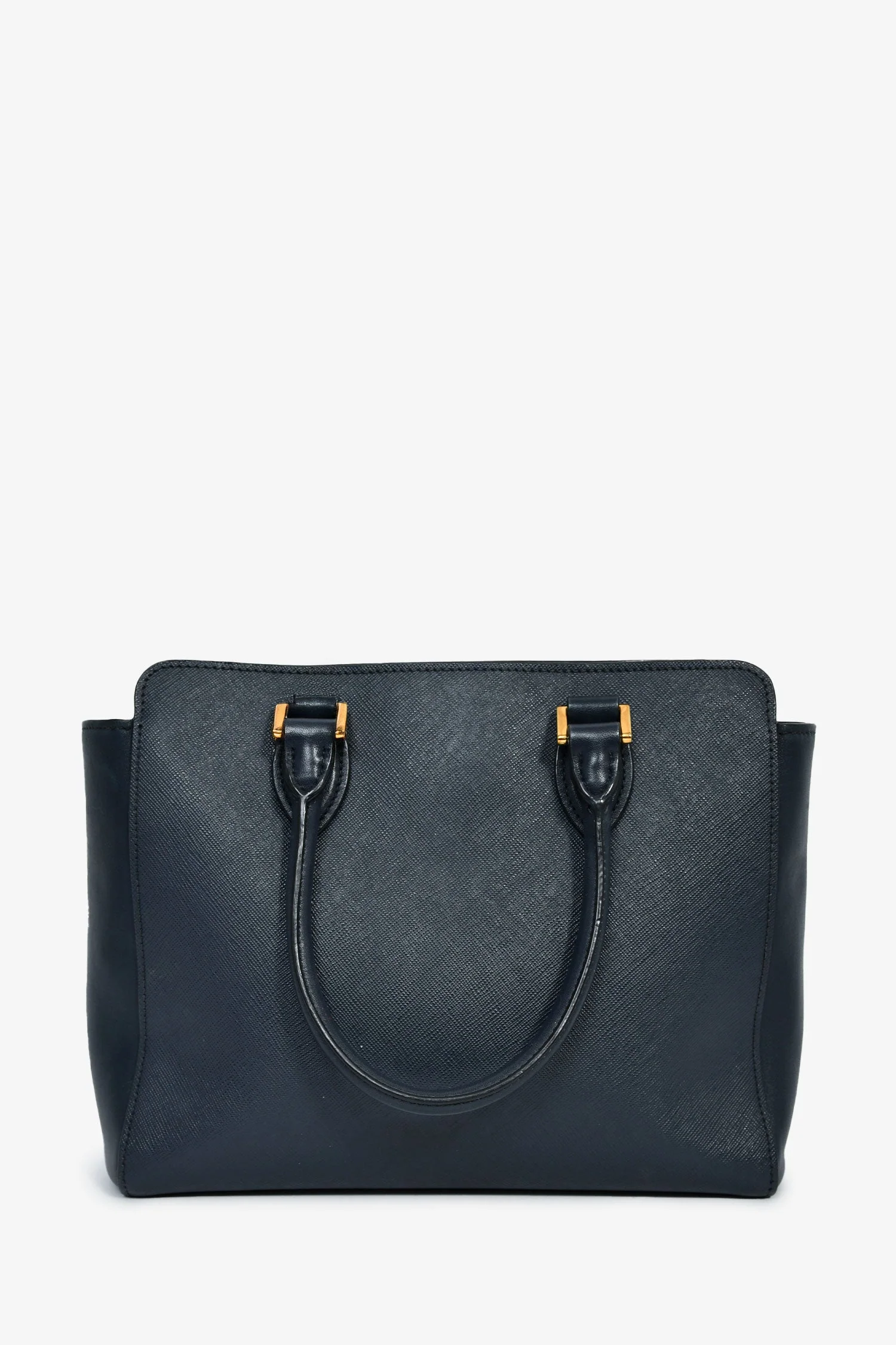 Prada Navy Blue Saffiano Leather Convertible Open Tote With Strap - Image 2