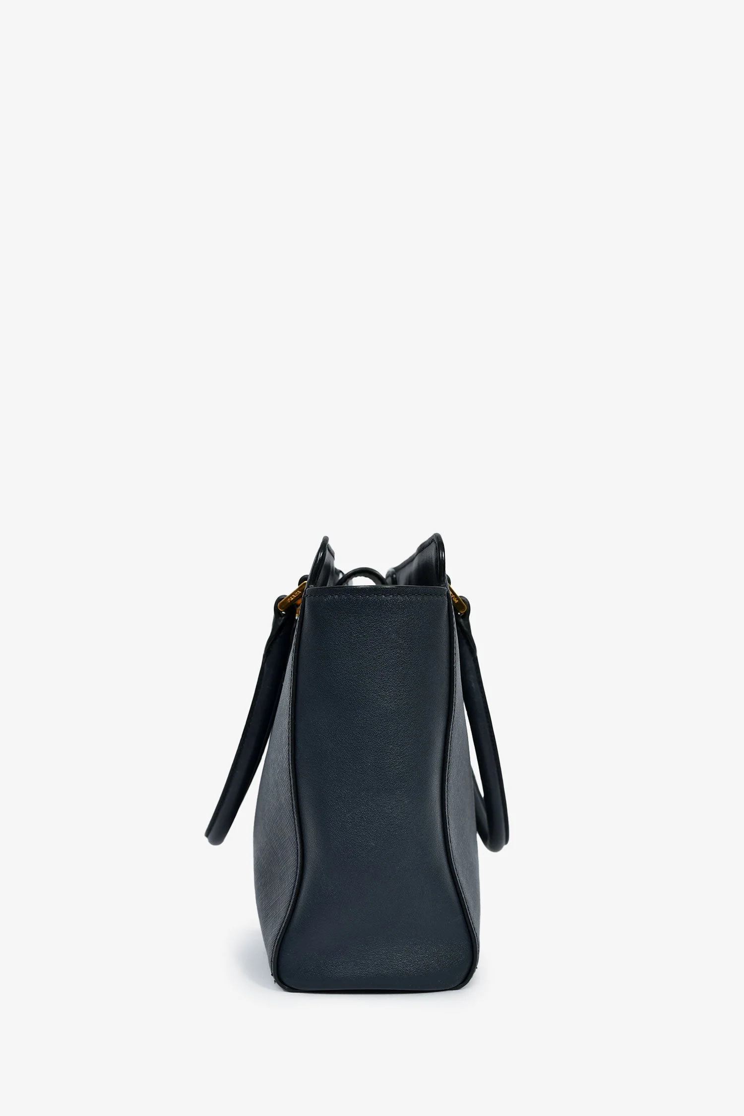 Prada Navy Blue Saffiano Leather Convertible Open Tote With Strap - Image 3