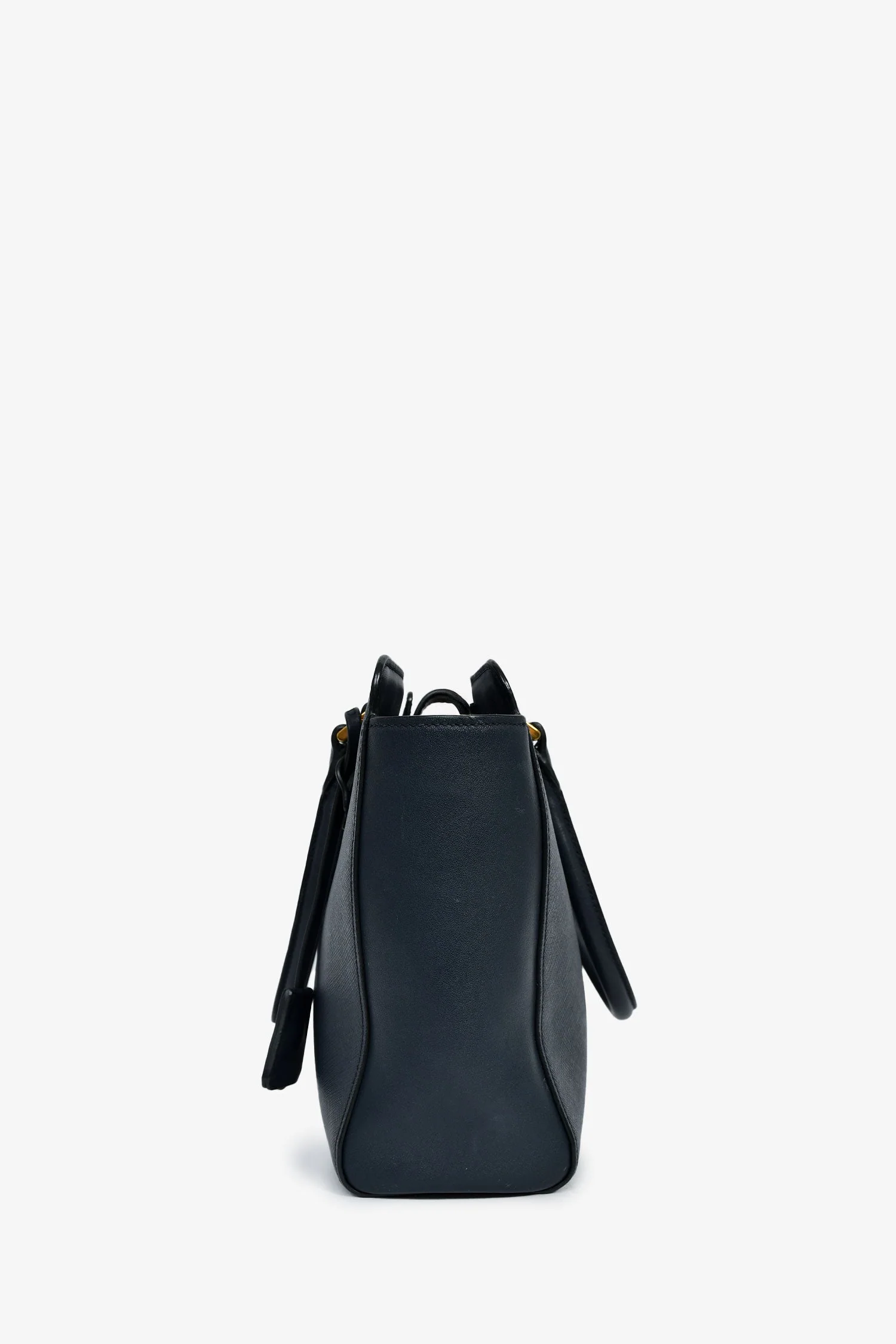 Prada Navy Blue Saffiano Leather Convertible Open Tote With Strap - Image 4