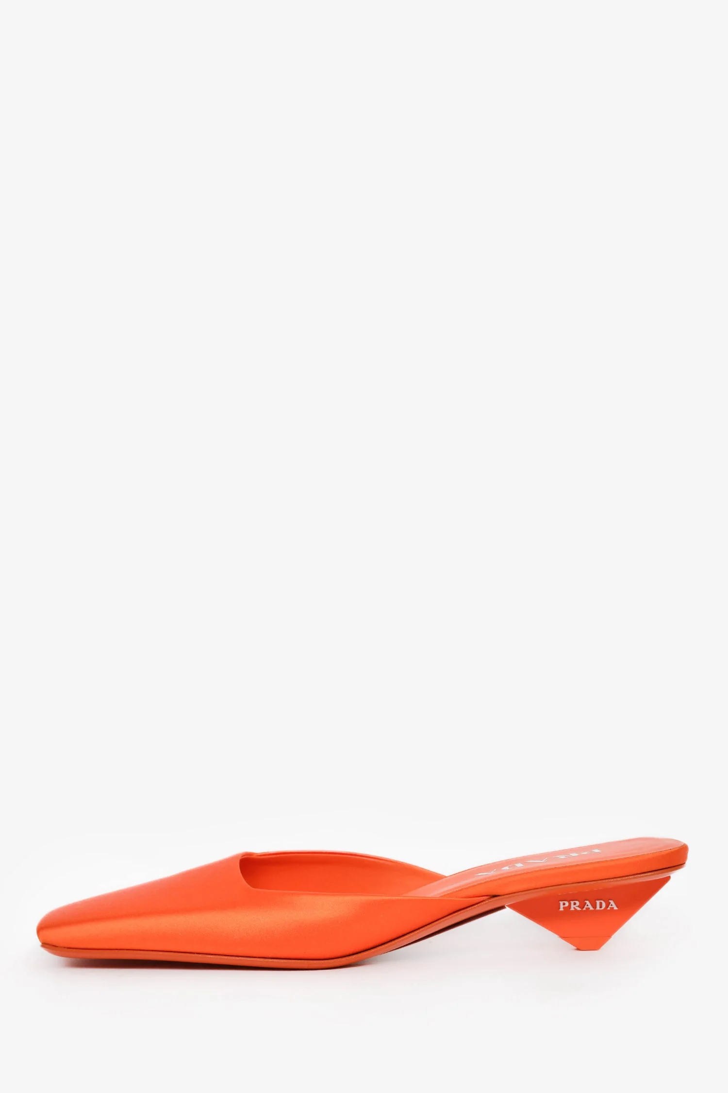 Prada Orange Satin Square Toe Mules Size 38 - Image 4