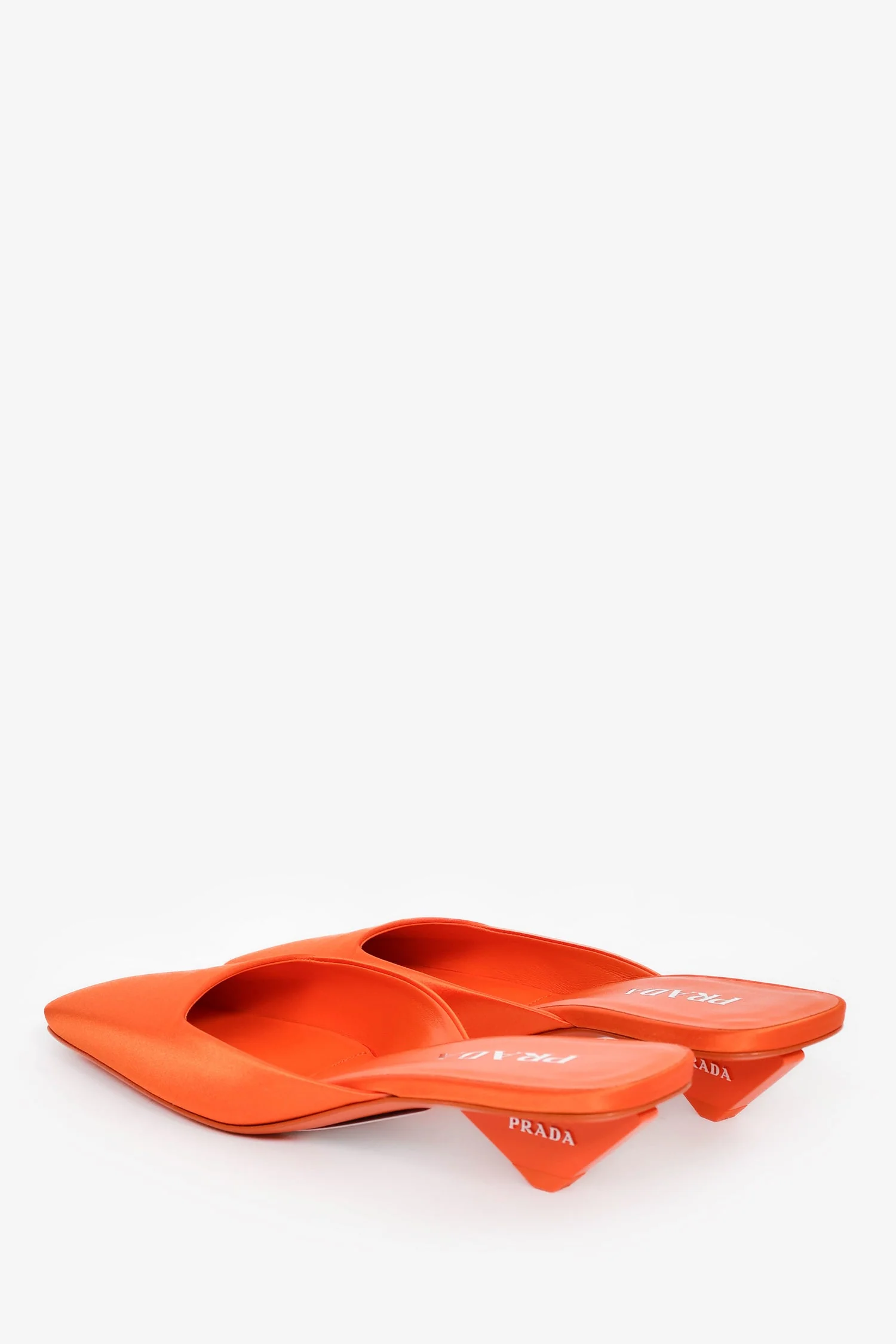 Prada Orange Satin Square Toe Mules Size 38 - Image 5