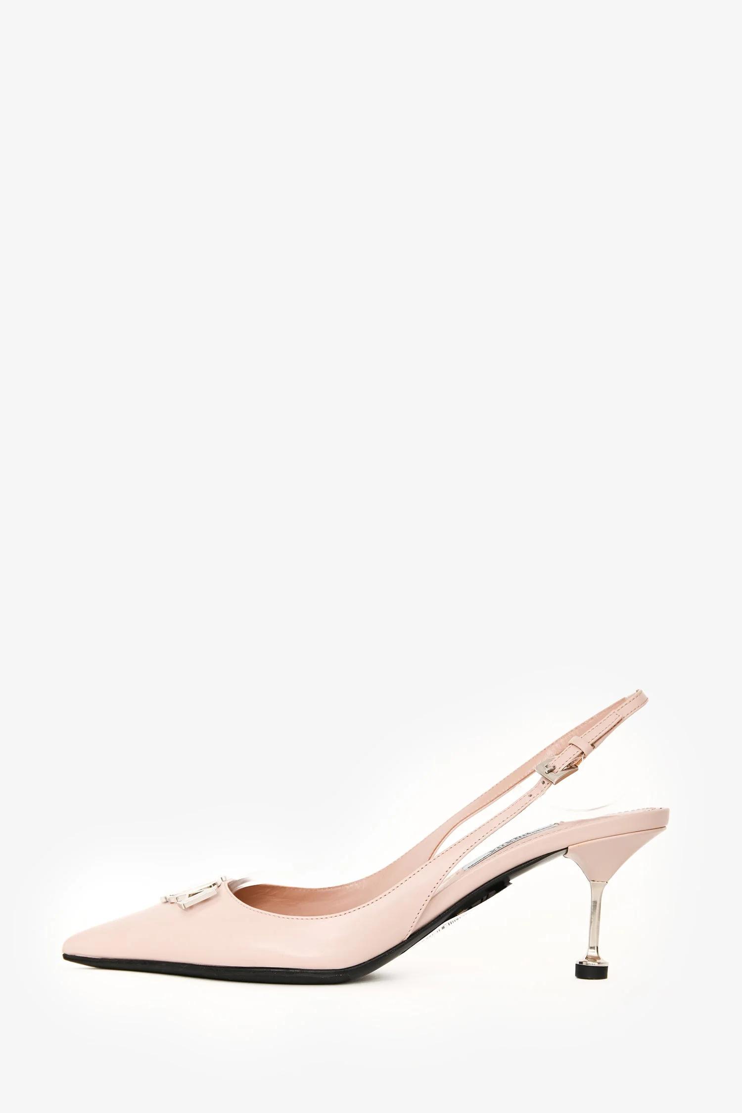 Prada Pink Leather Logo Pointed Toe Slingback Heels Size 38.5 - Image 4